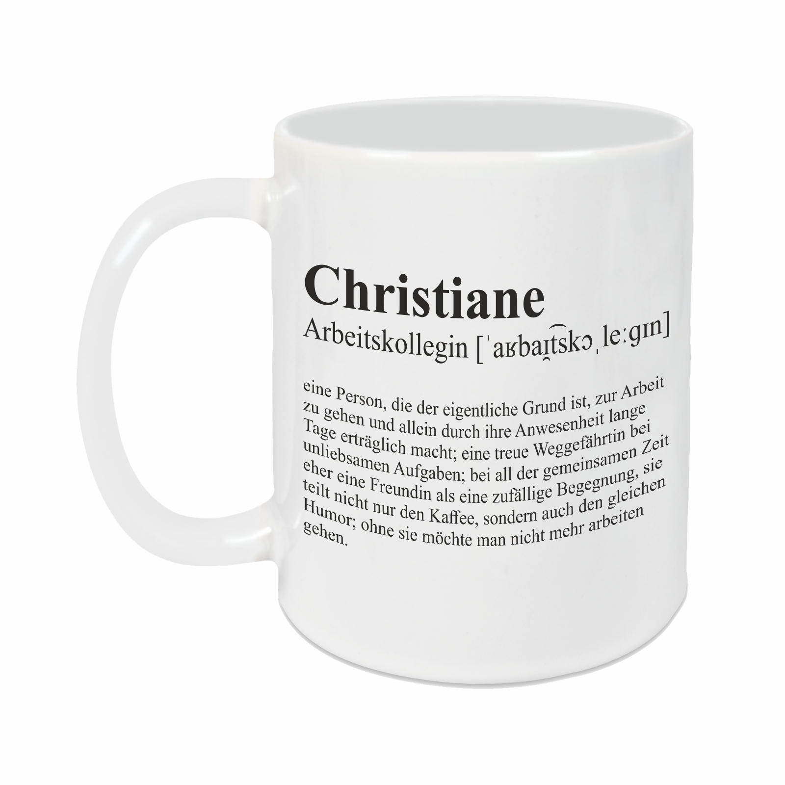 Tasse - Definition Arbeitskollegin weiß personalisiert
