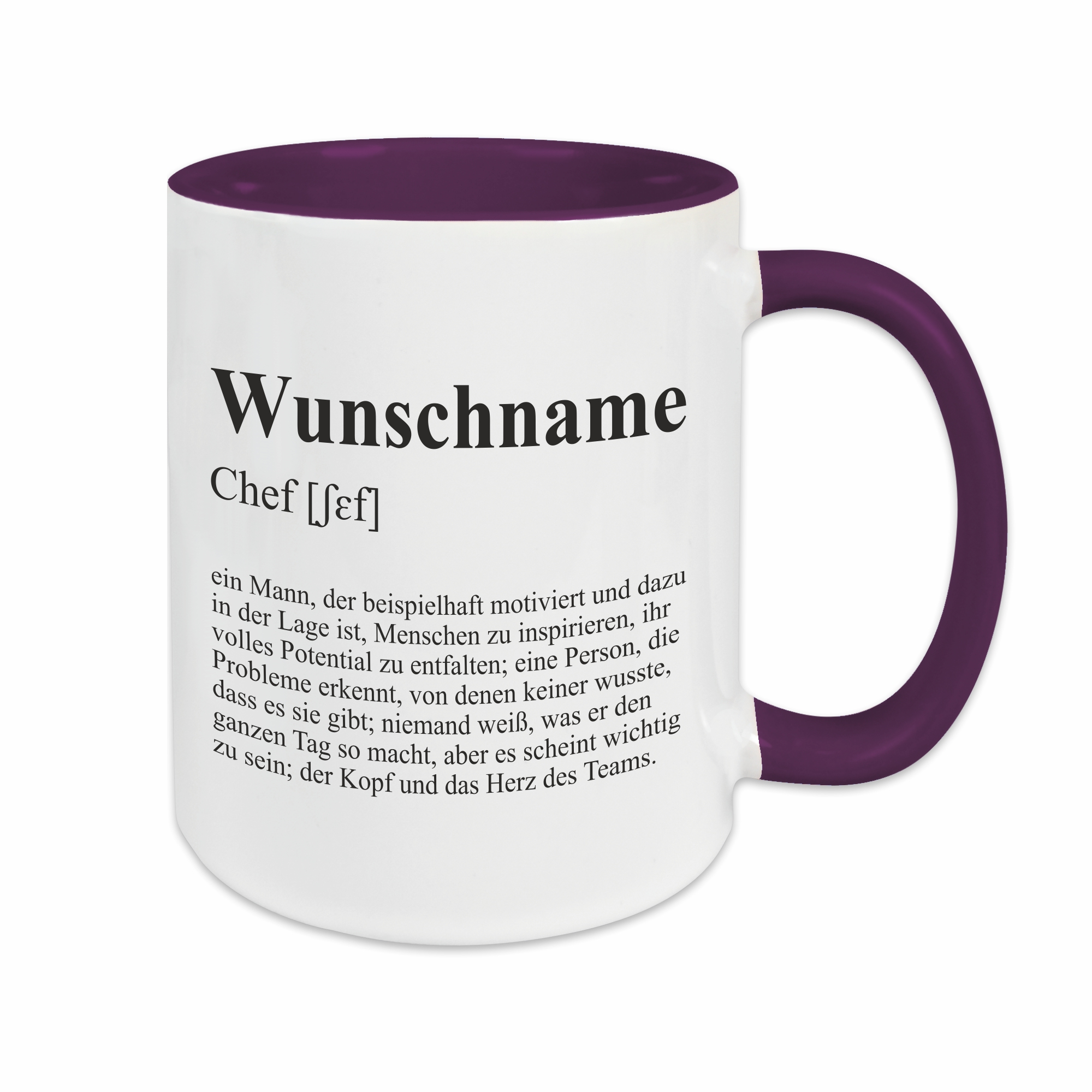 Tasse - Definition Chef lila personalisiert