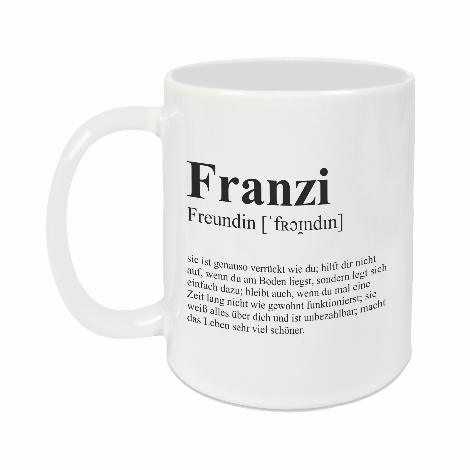 Tasse - Definition Freundin weiß personalisiert