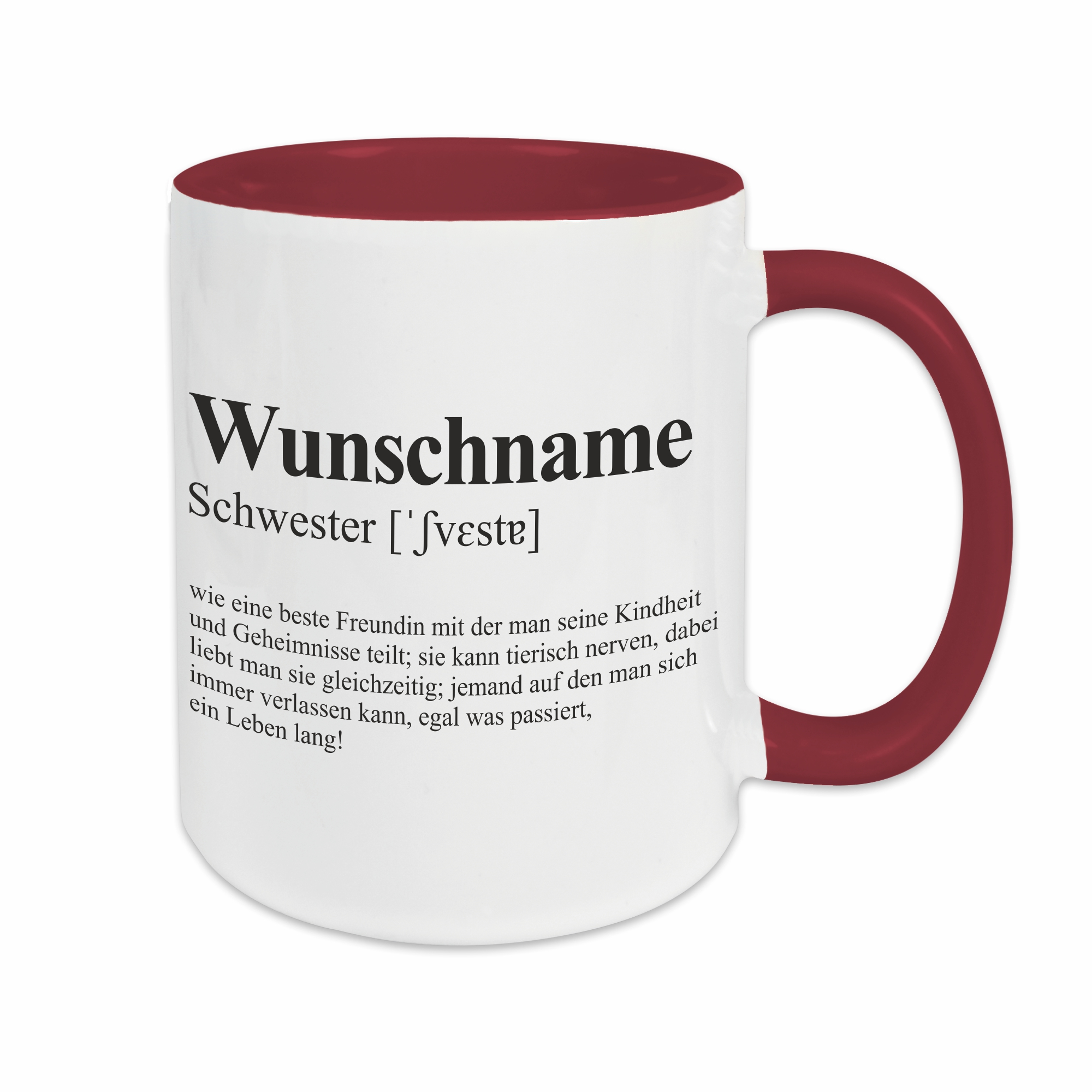 Tasse - Definition Schwester burgund personalisiert