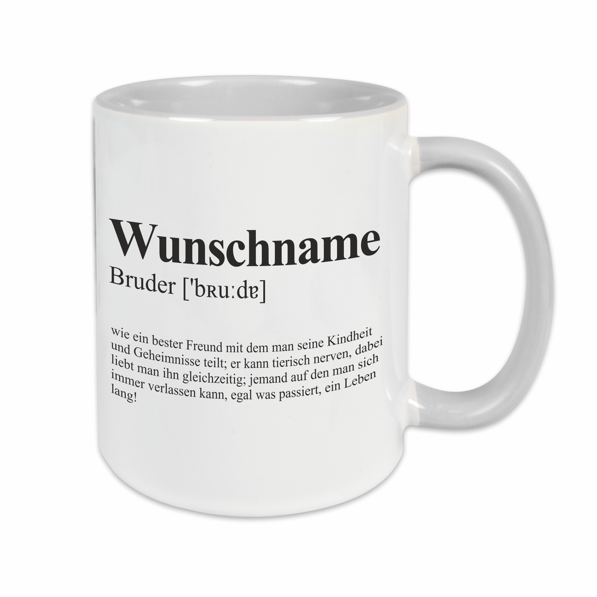 Tasse - Definition Bruder grau personalisiert