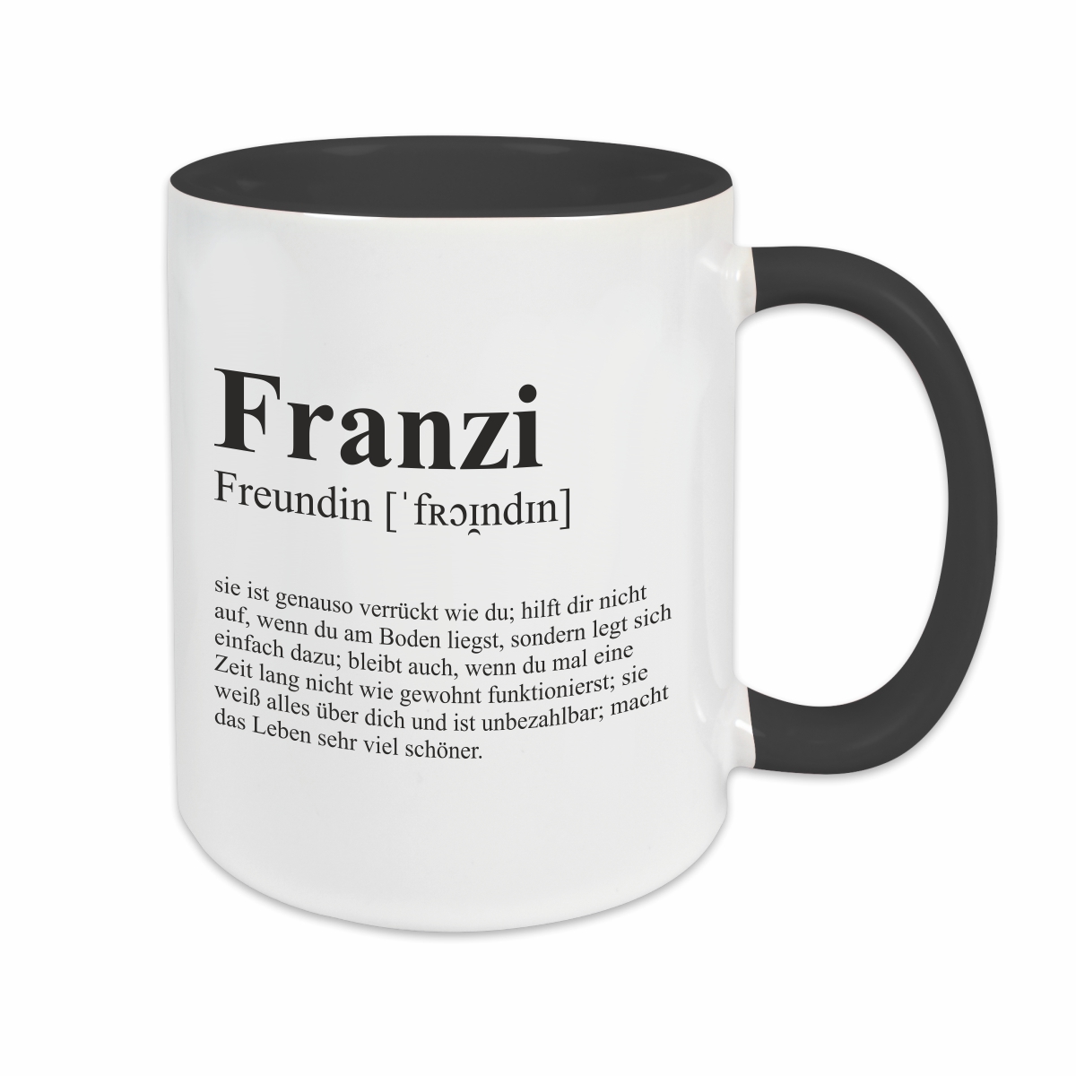 Tasse - Definition Freundin schwarz personalisiert