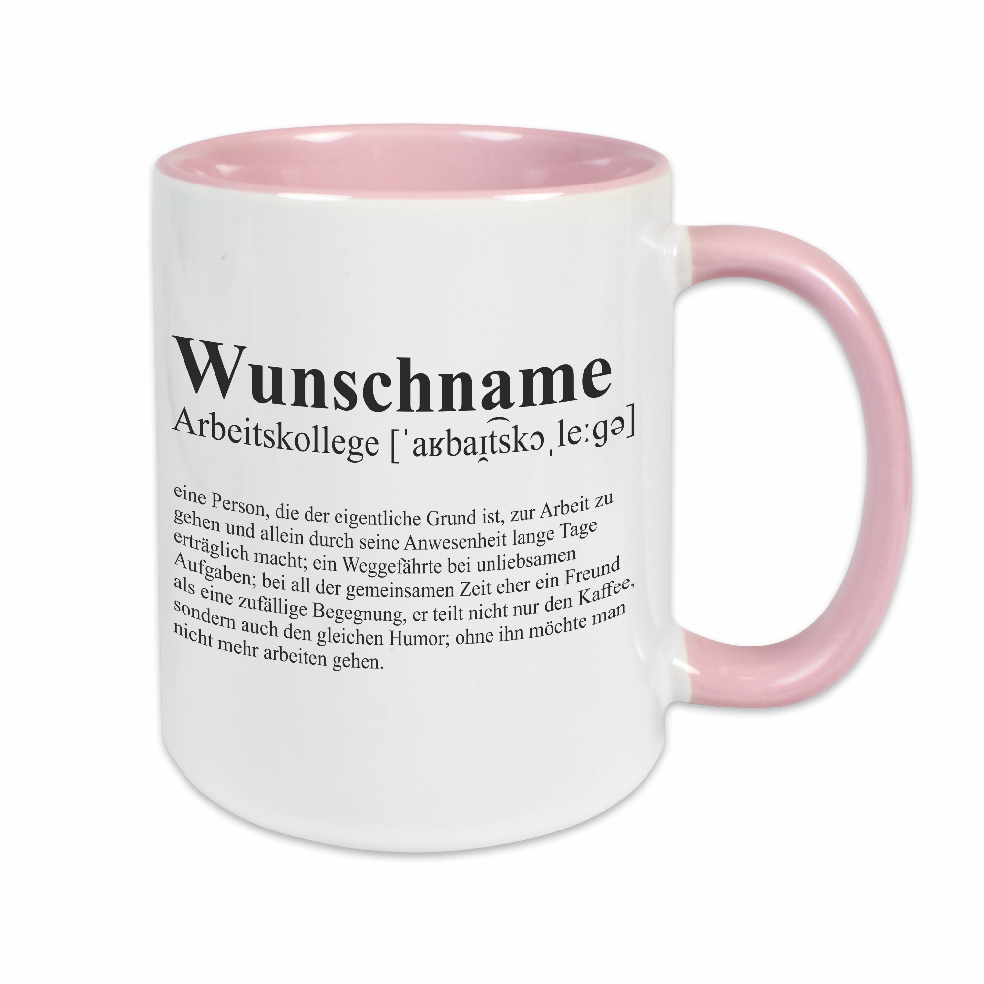 Tasse - Definition Arbeitskollege rosa personalisiert