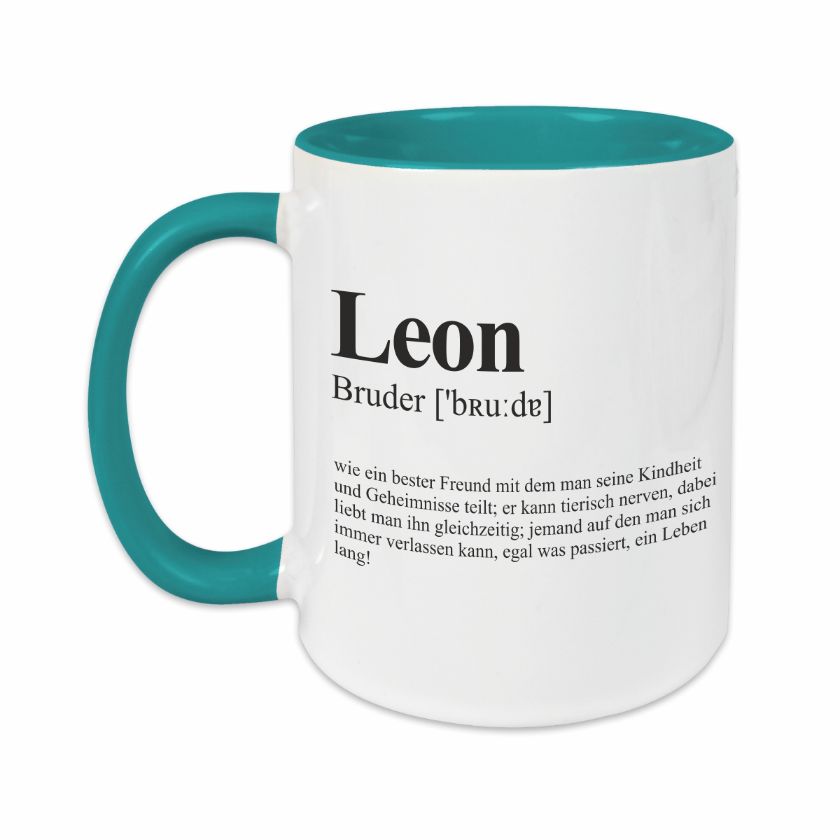 Tasse - Definition Bruder türkis personalisiert