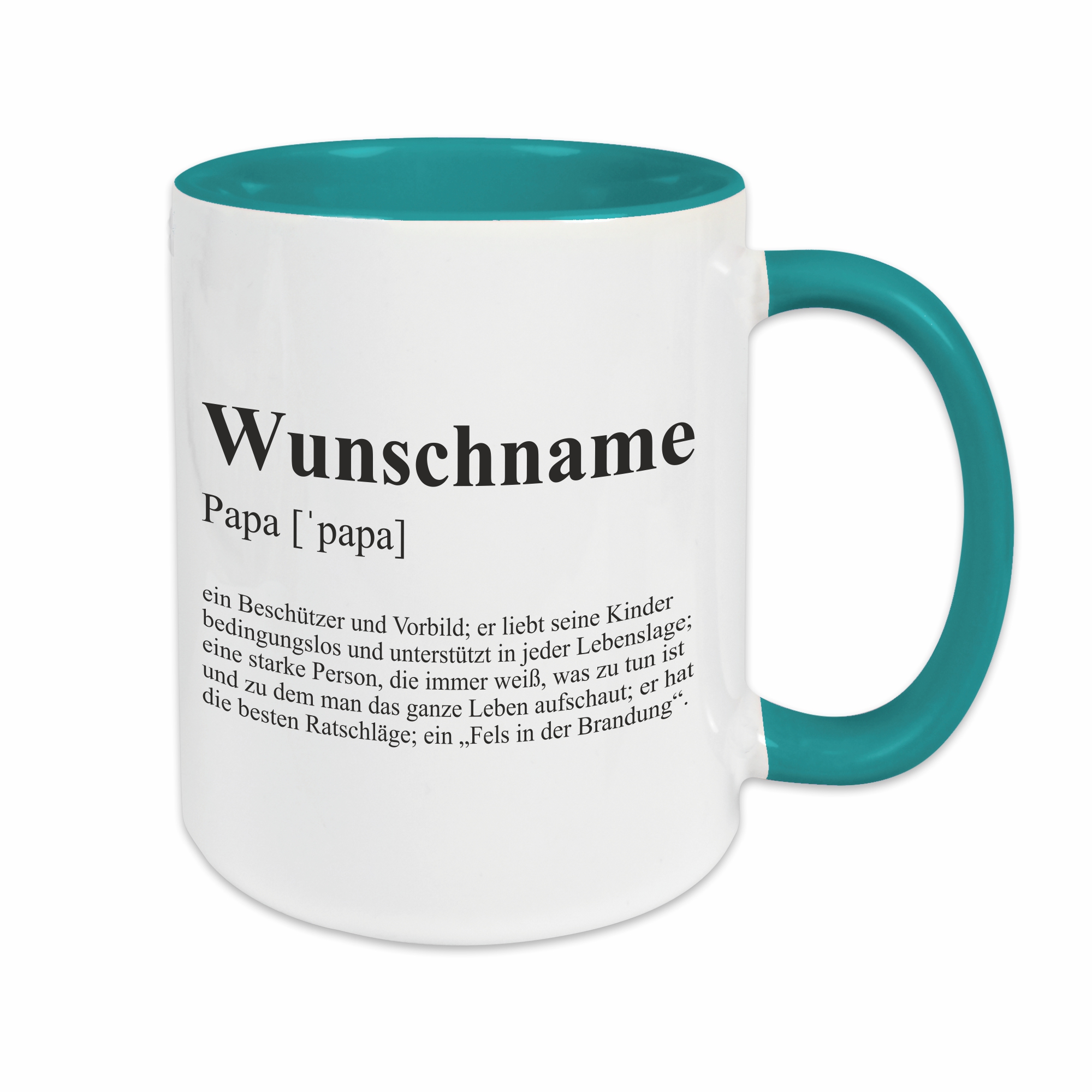 Tasse - Definition Papa türkis personalisiert
