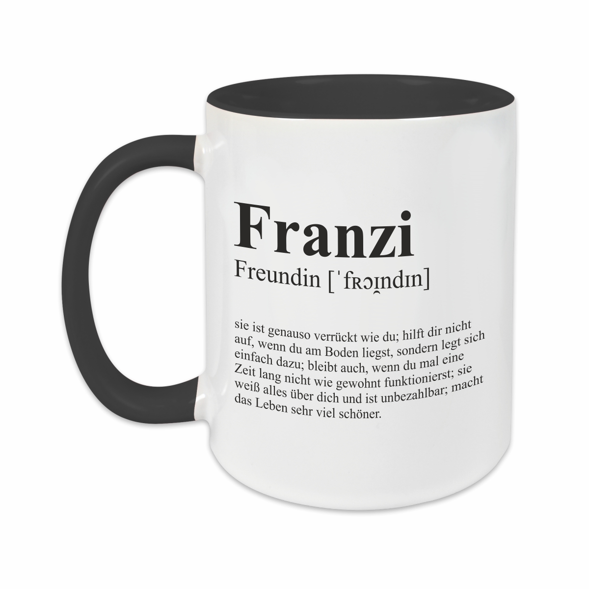Tasse - Definition Freundin schwarz personalisiert