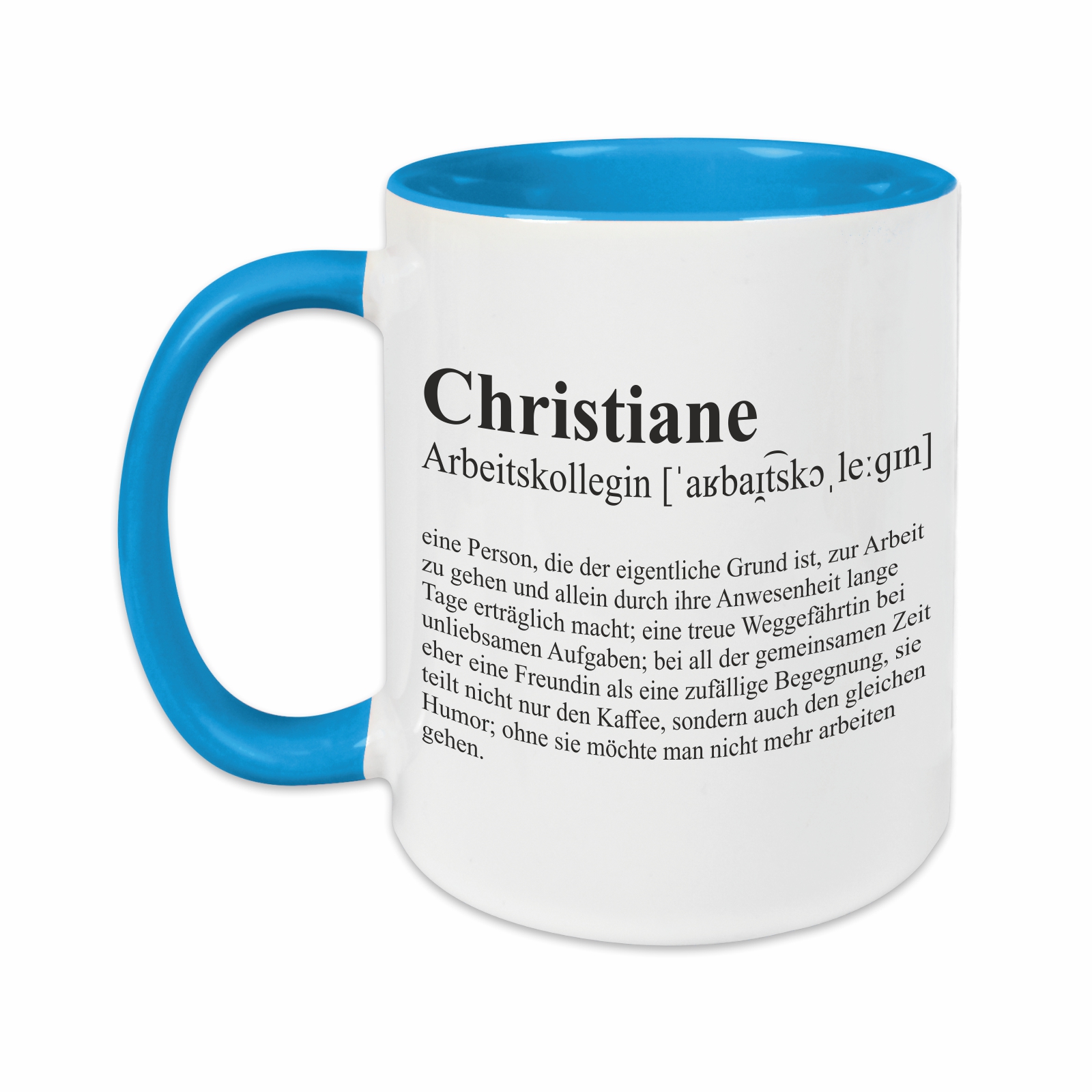 Tasse - Definition Arbeitskollegin hellblau personalisiert