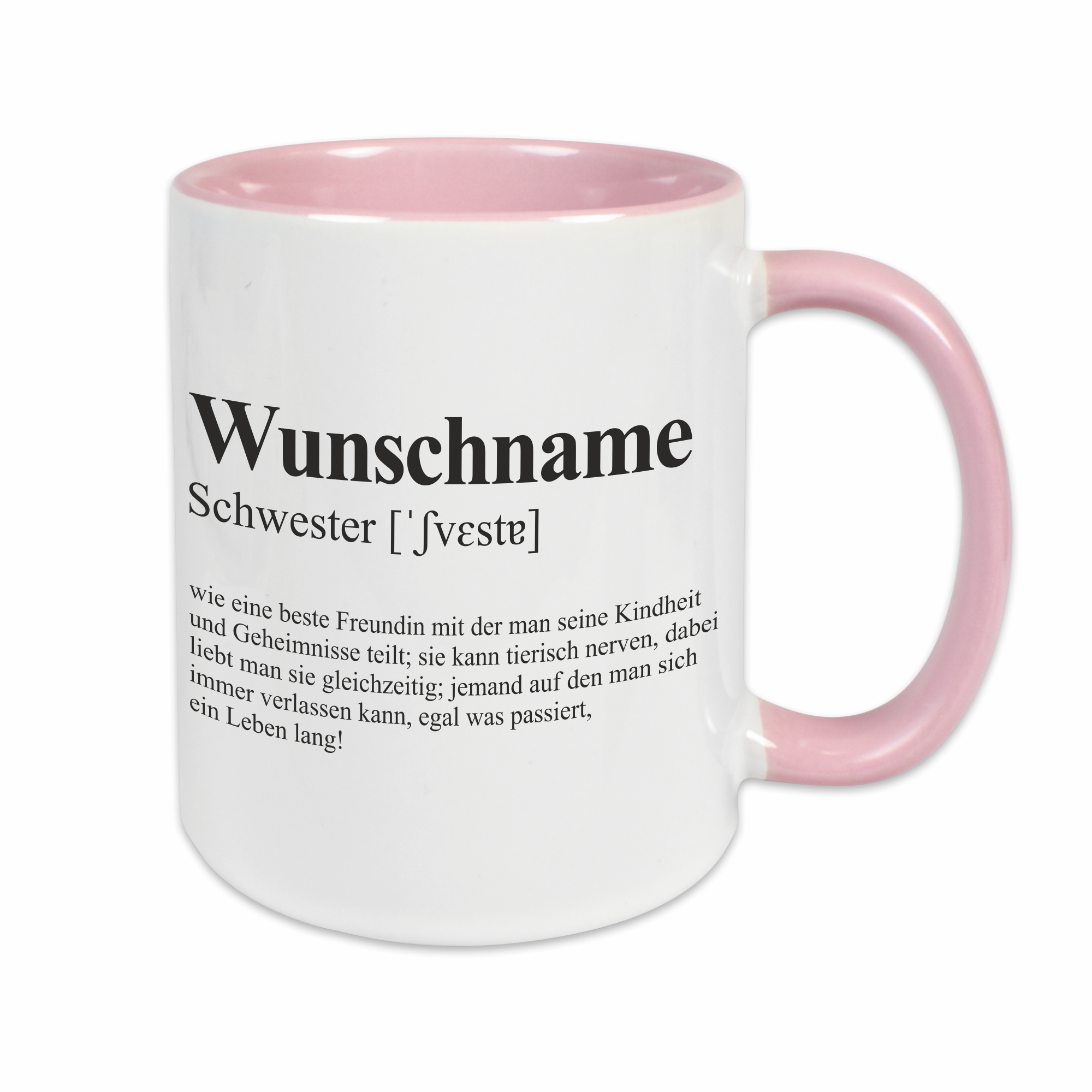 Tasse - Definition Schwester rosa personalisiert
