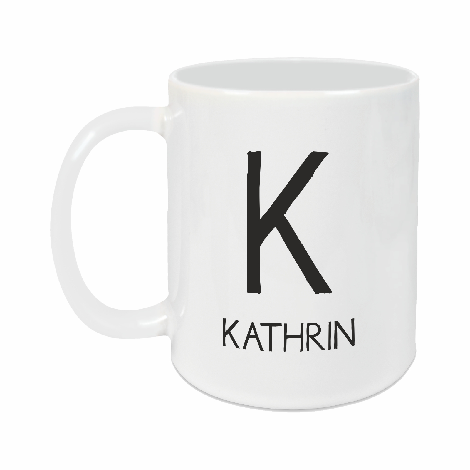 Tasse - Buchstabe & Name weiß