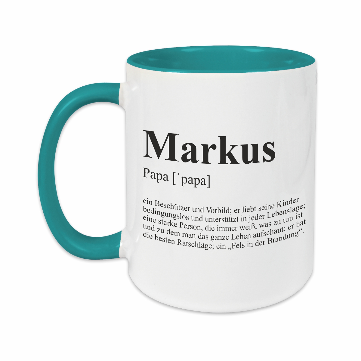 Tasse - Definition Papa türkis personalisiert