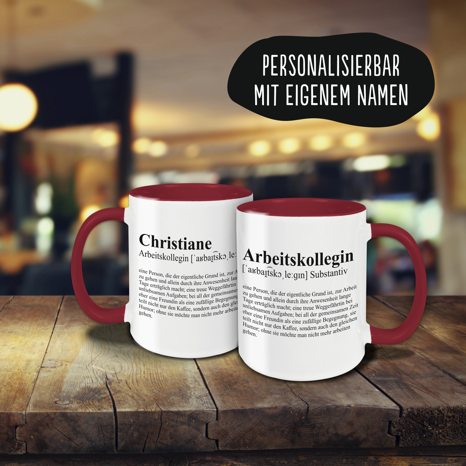 Tasse - Definition Arbeitskollegin burgund