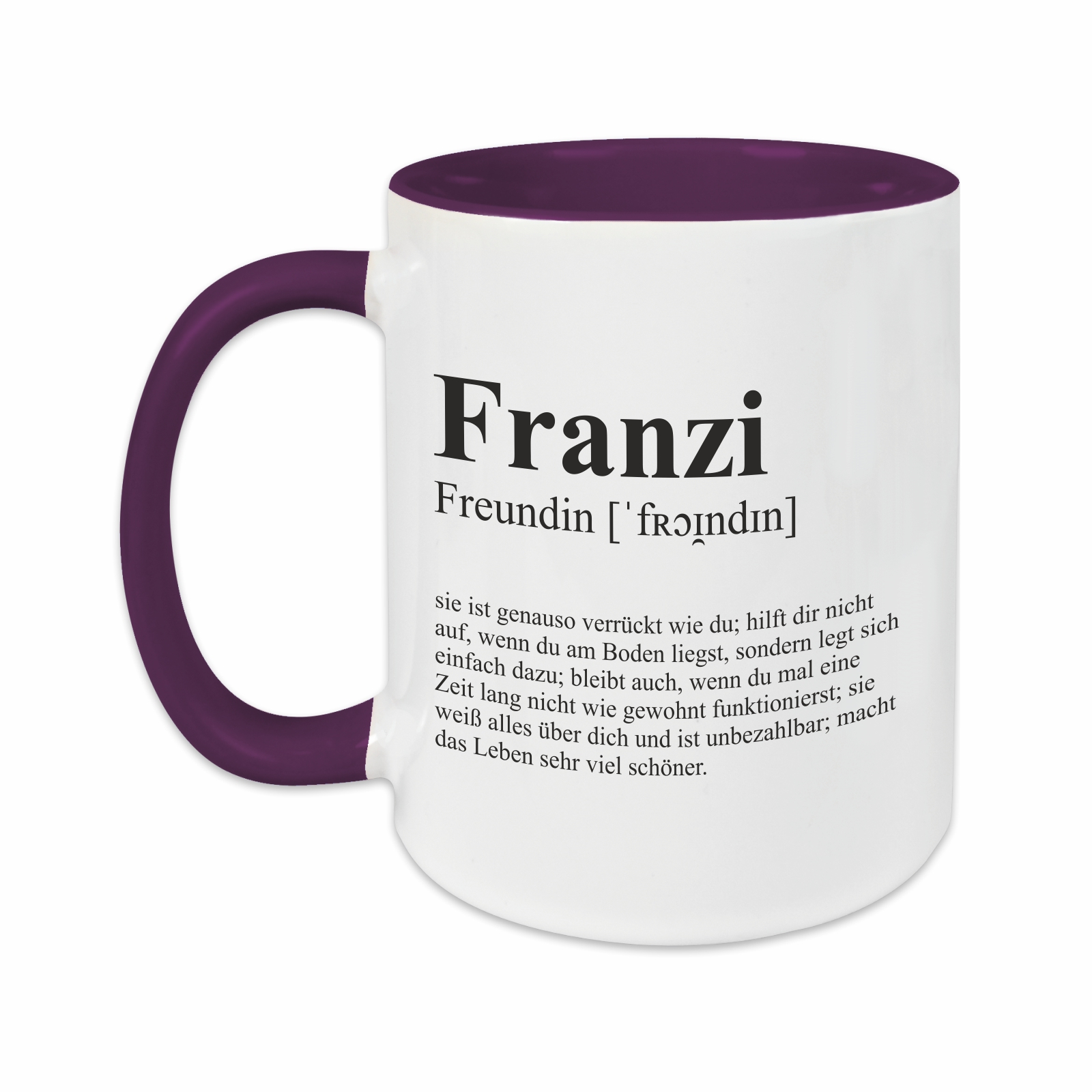 Tasse - Definition Freundin lila personalisiert