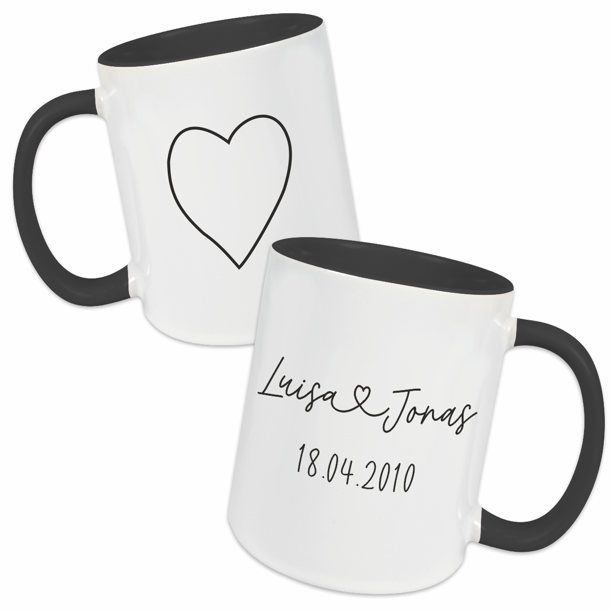 Tasse - Partner Namen, Datum & Herz