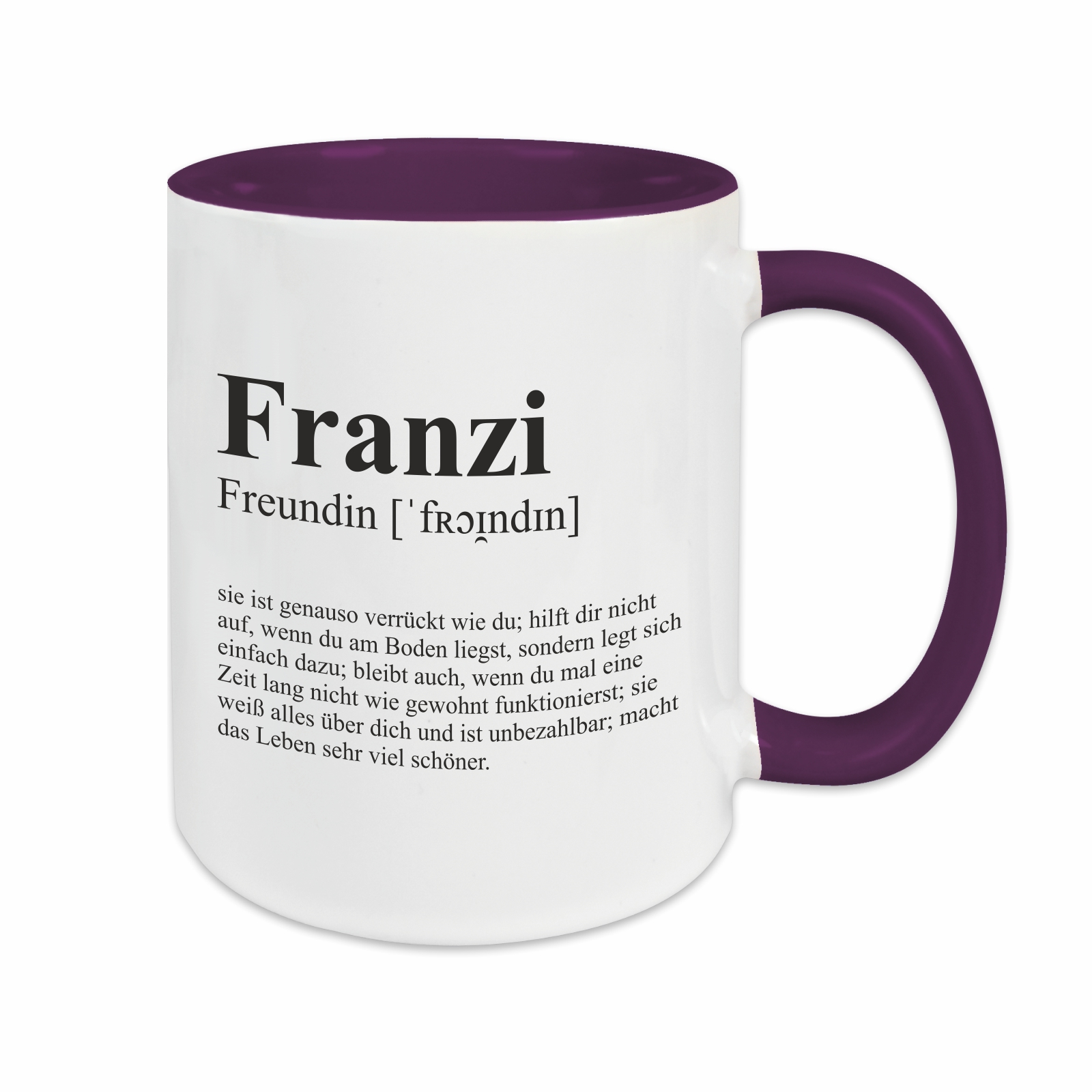 Tasse - Definition Freundin lila personalisiert