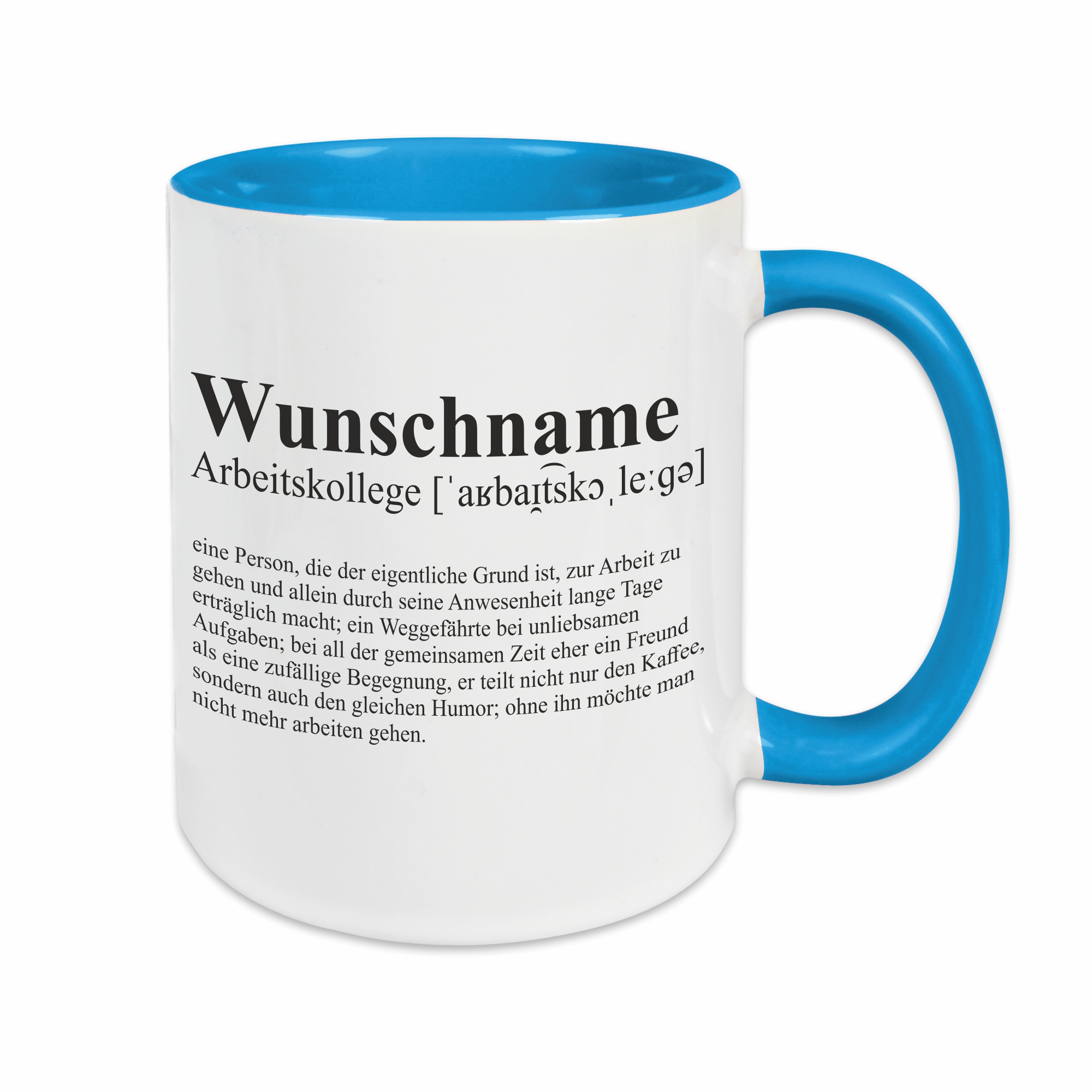Tasse - Definition Arbeitskollege hellblau personalisiert