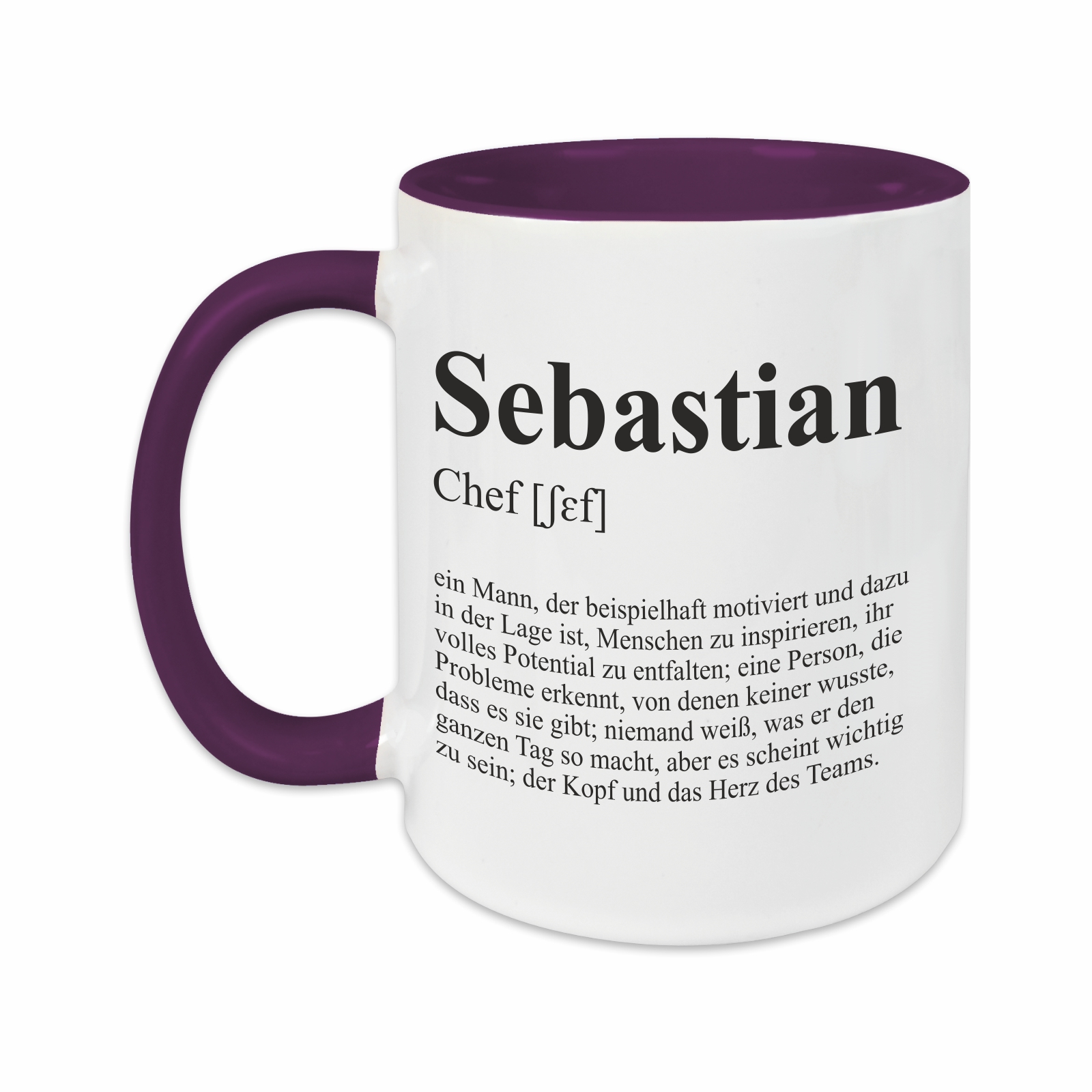 Tasse - Definition Chef lila personalisiert