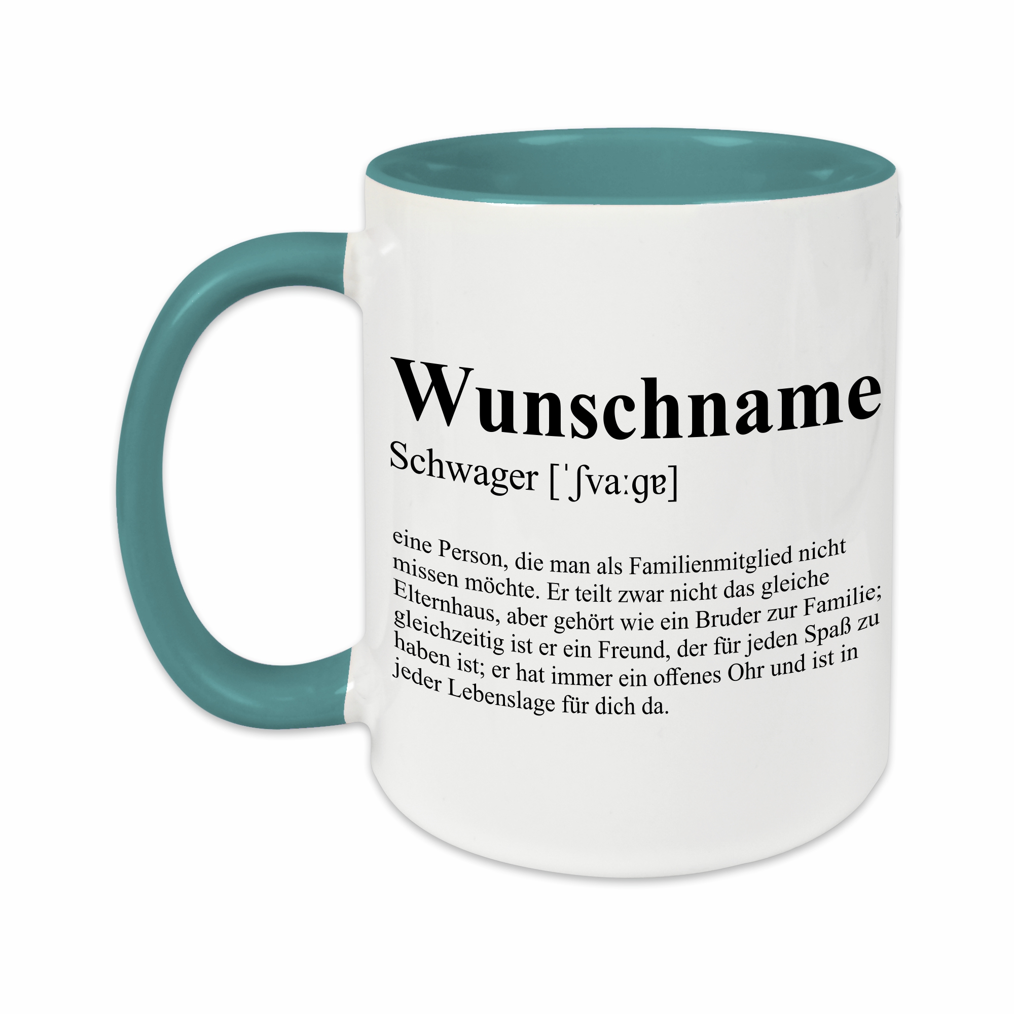 Tasse - Definition Schwager türkis personalisiert