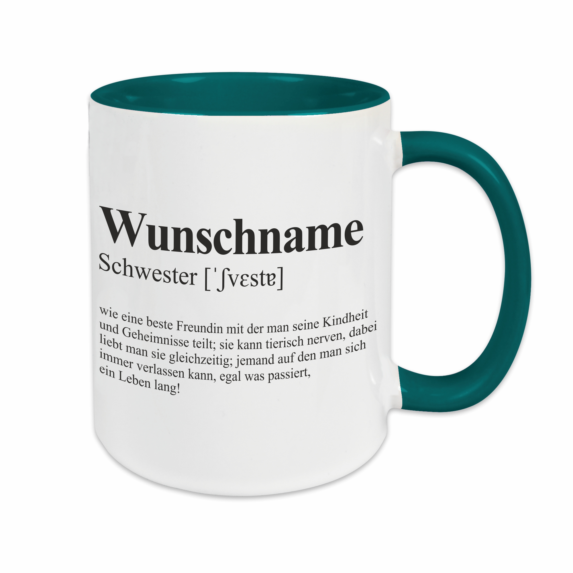 Tasse - Definition Schwester petrol personalisiert