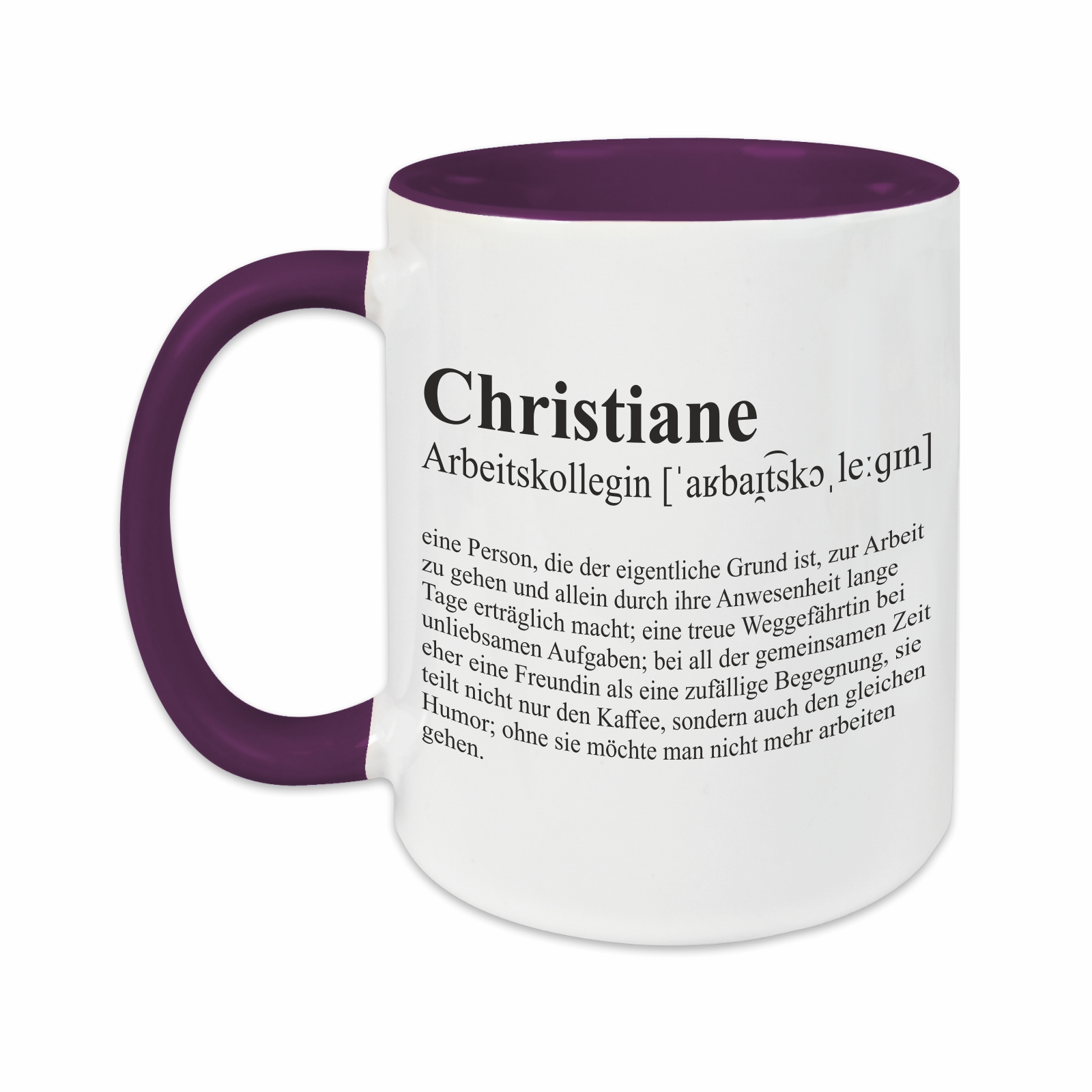Tasse - Definition Arbeitskollegin lila personalisiert