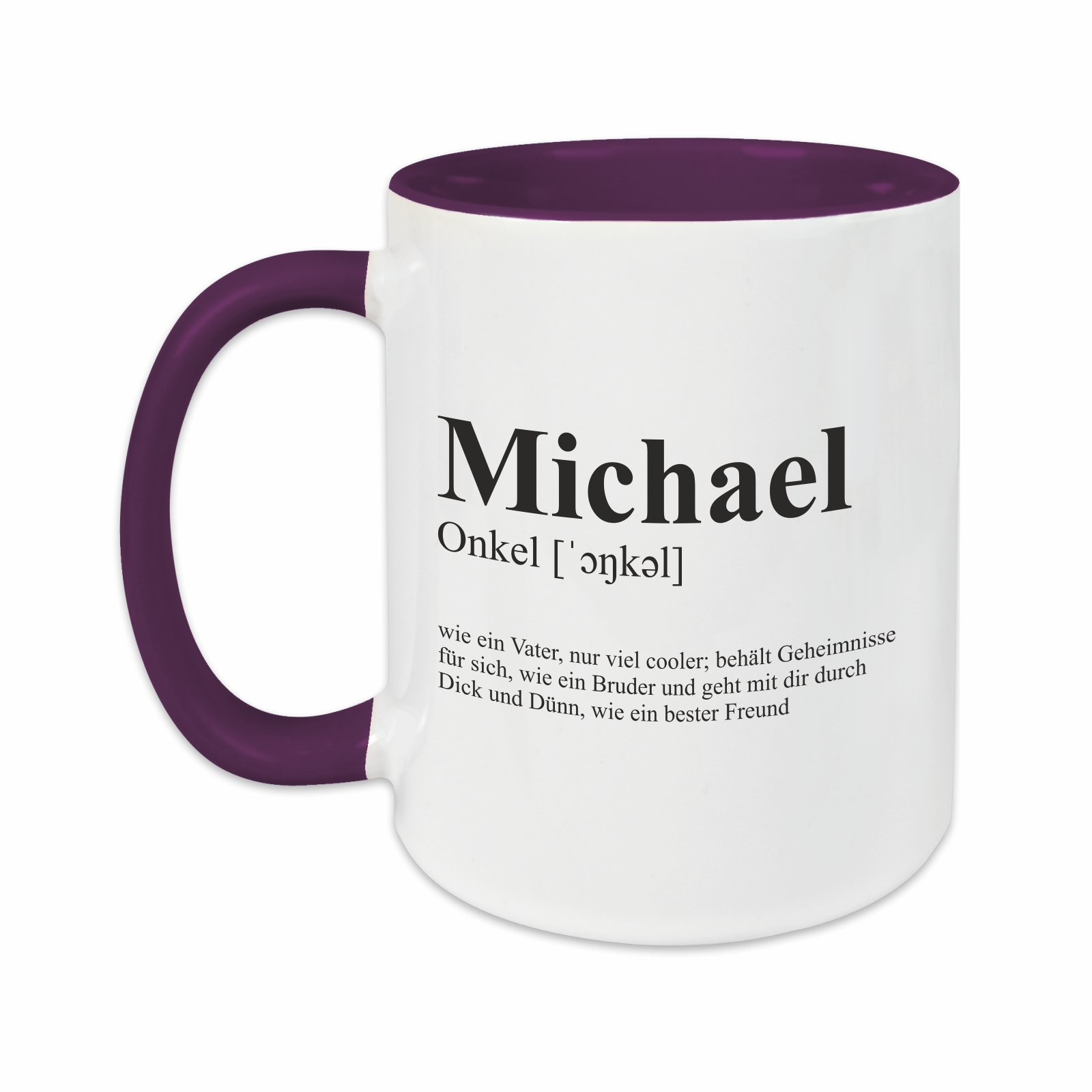 Tasse - Definition Onkel lila personalisiert