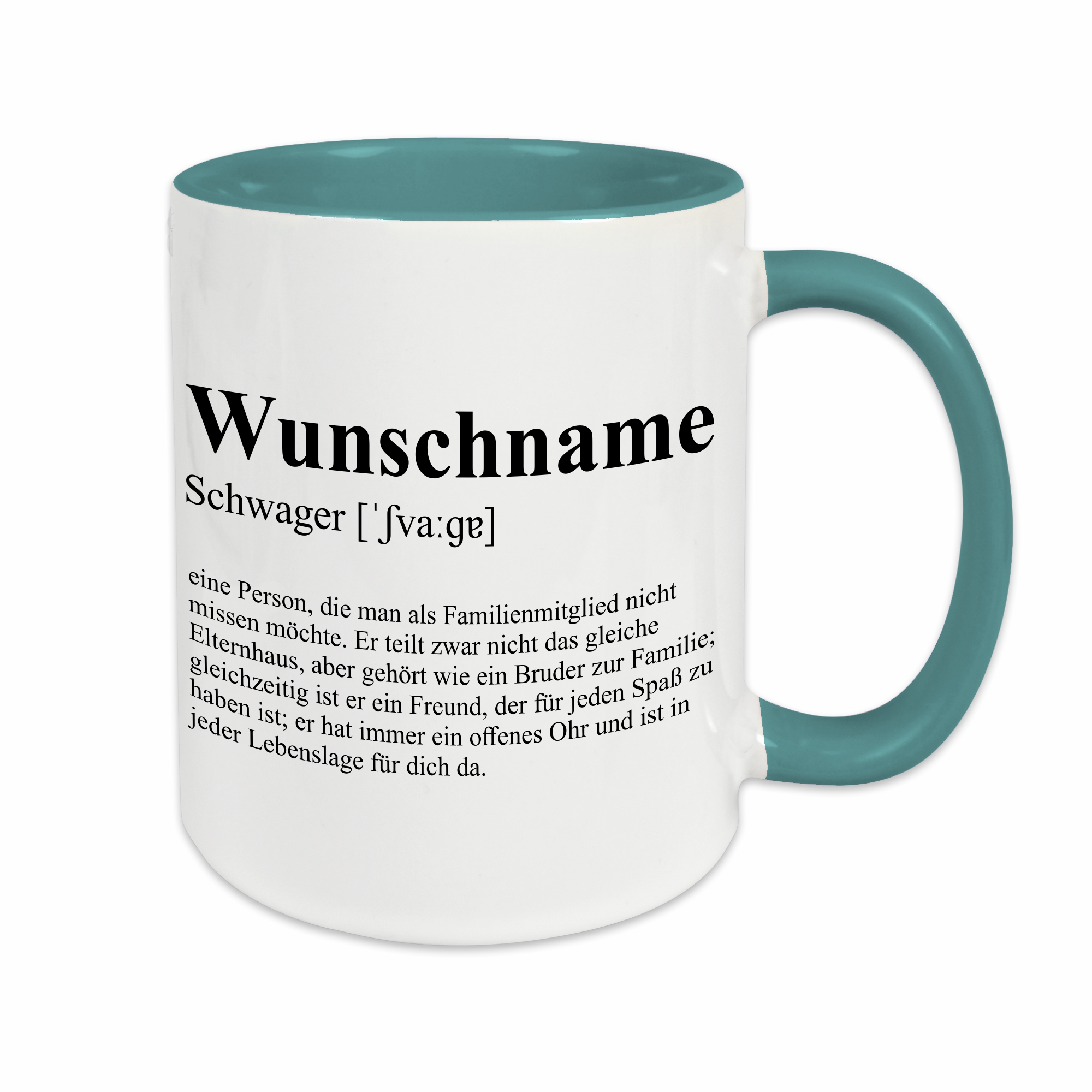 Tasse - Definition Schwager türkis personalisiert