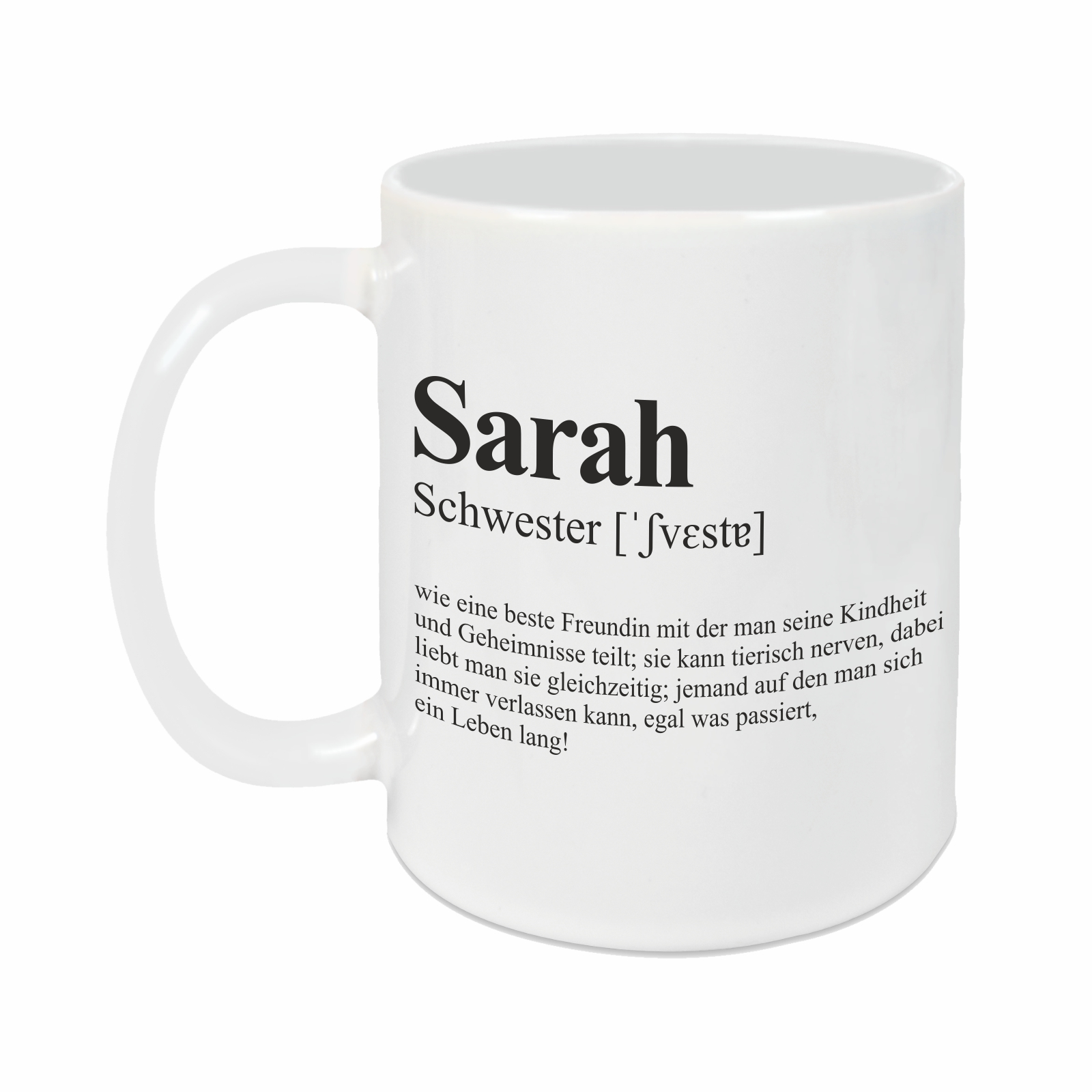Tasse - Definition Schwester weiß personalisiert