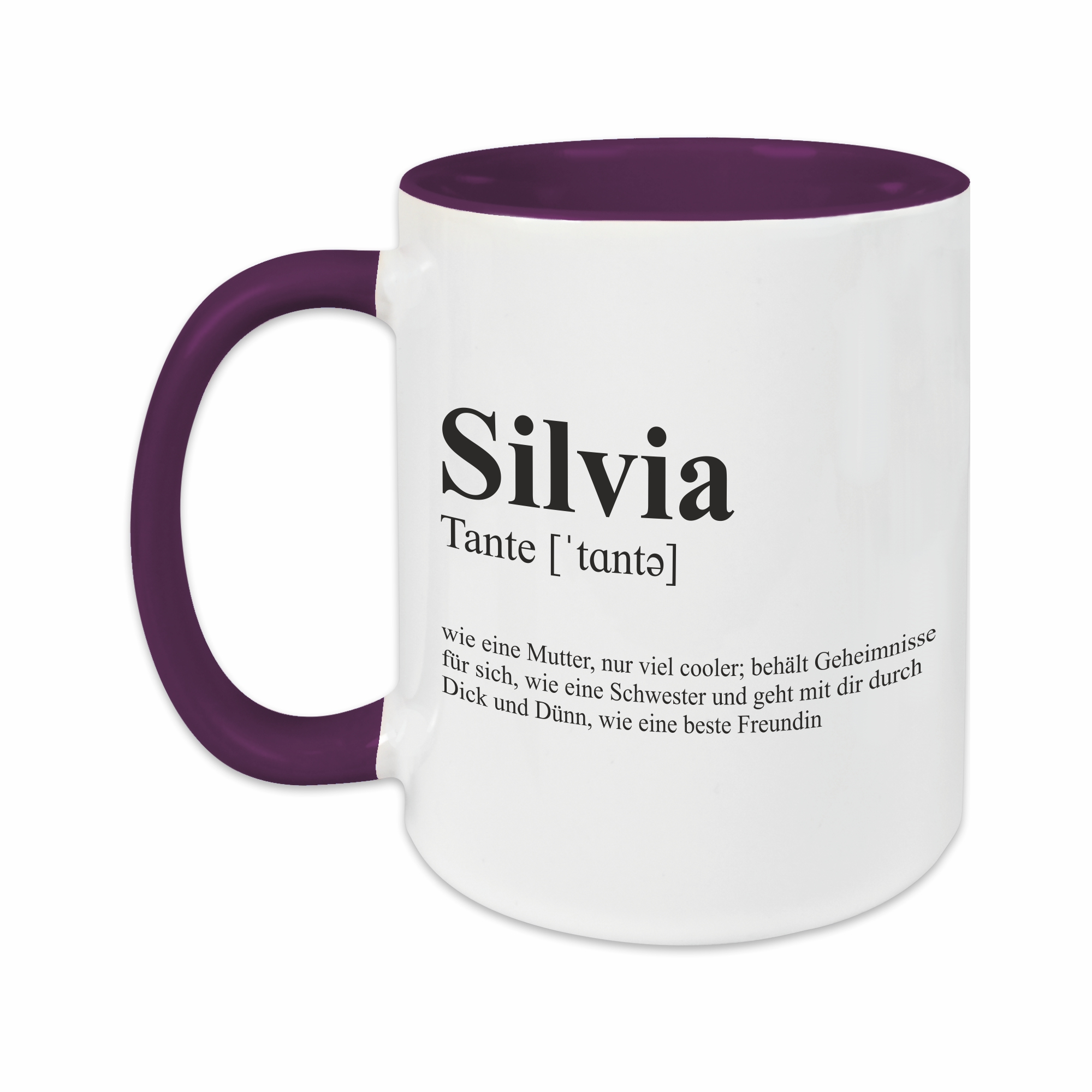 Tasse - Definition Tante lila personalisiert