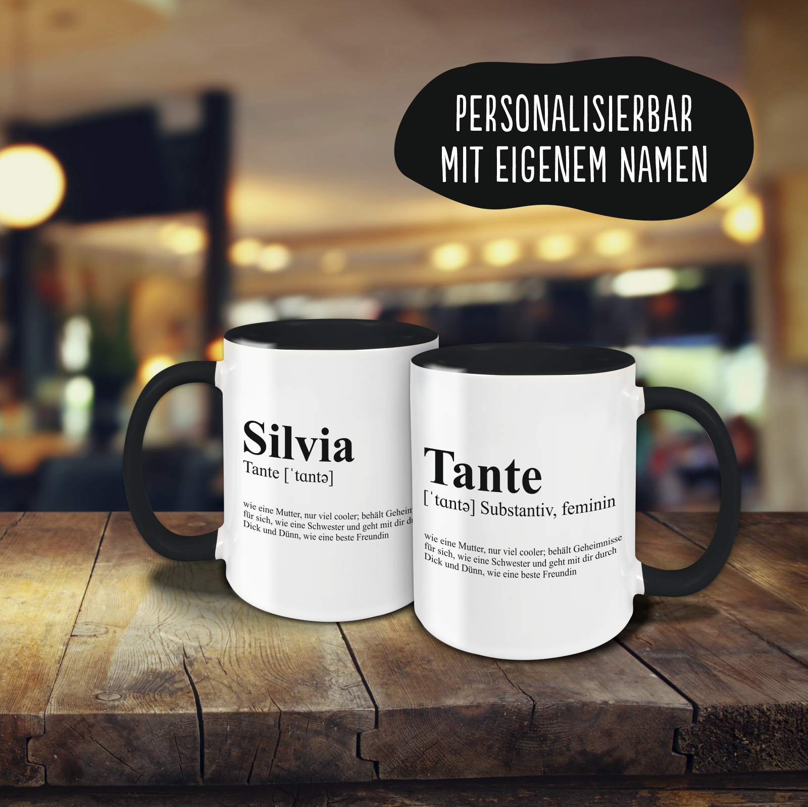 Tasse - Definition Tante schwarz