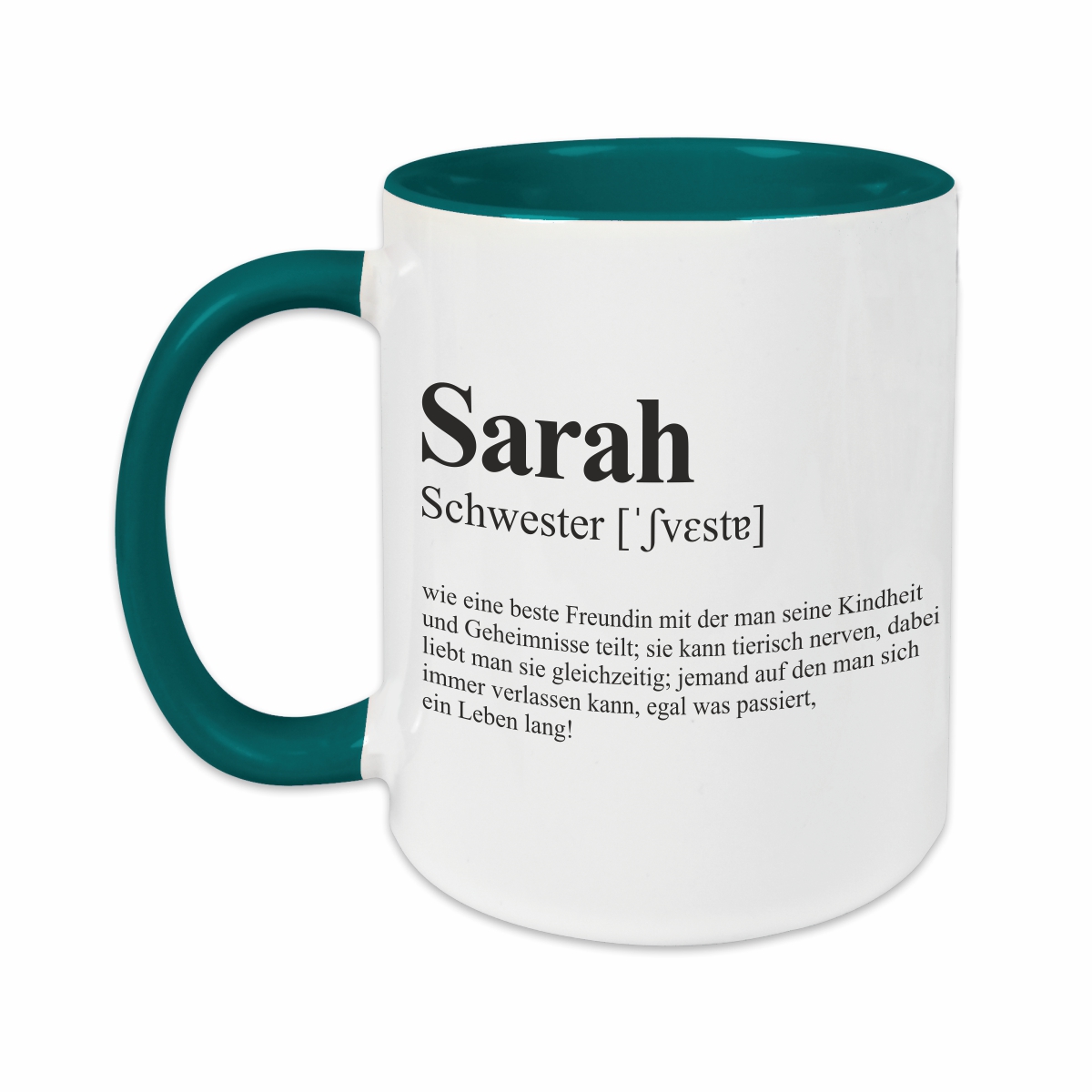 Tasse - Definition Schwester petrol personalisiert
