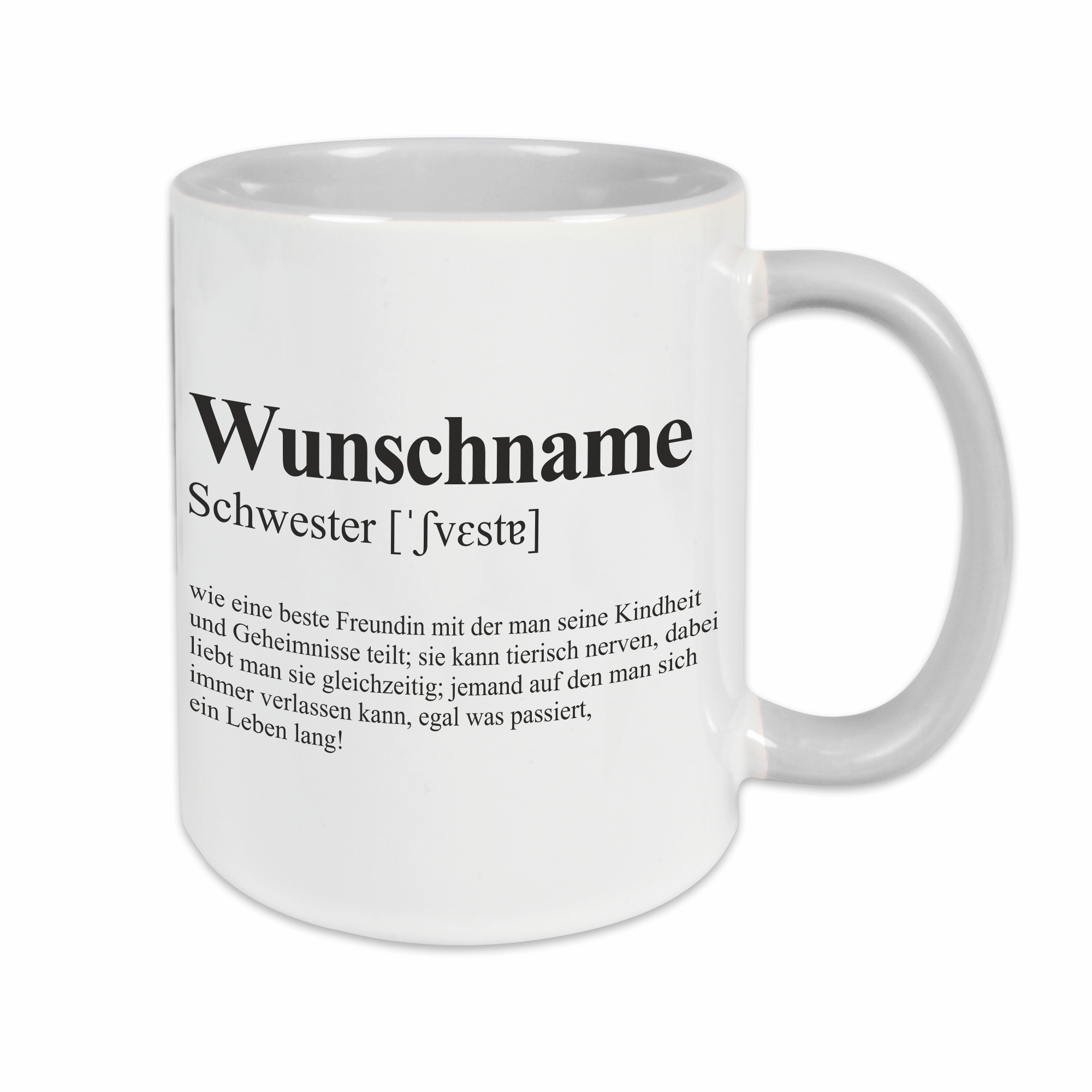 Tasse - Definition Schwester grau personalisiert