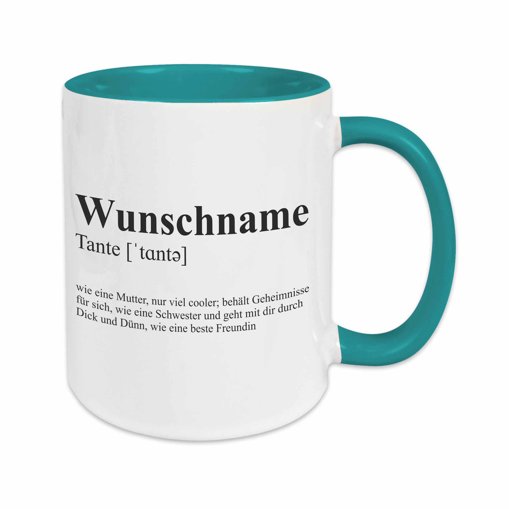 Tasse - Definition Tante türkis personalisiert