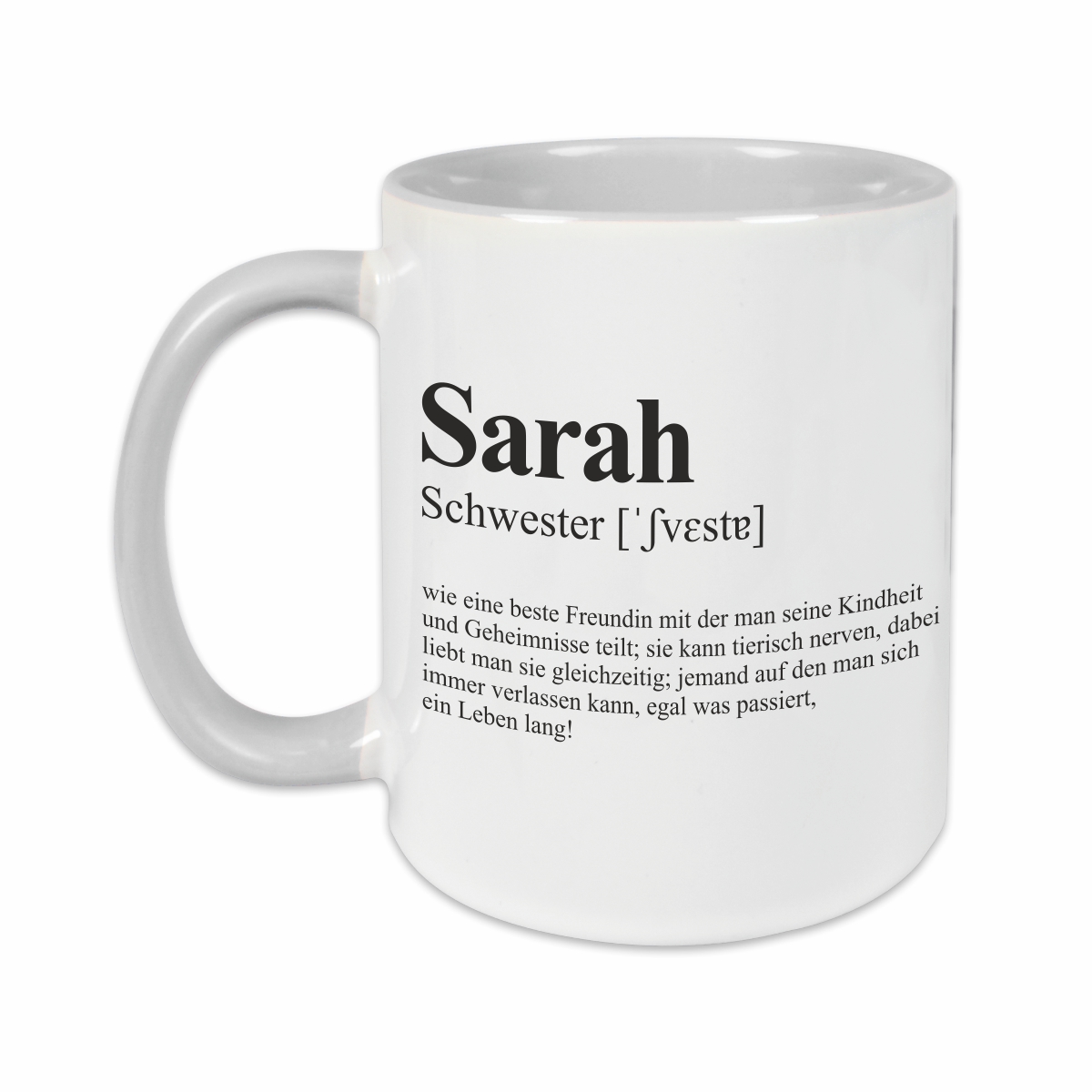 Tasse - Definition Schwester grau personalisiert
