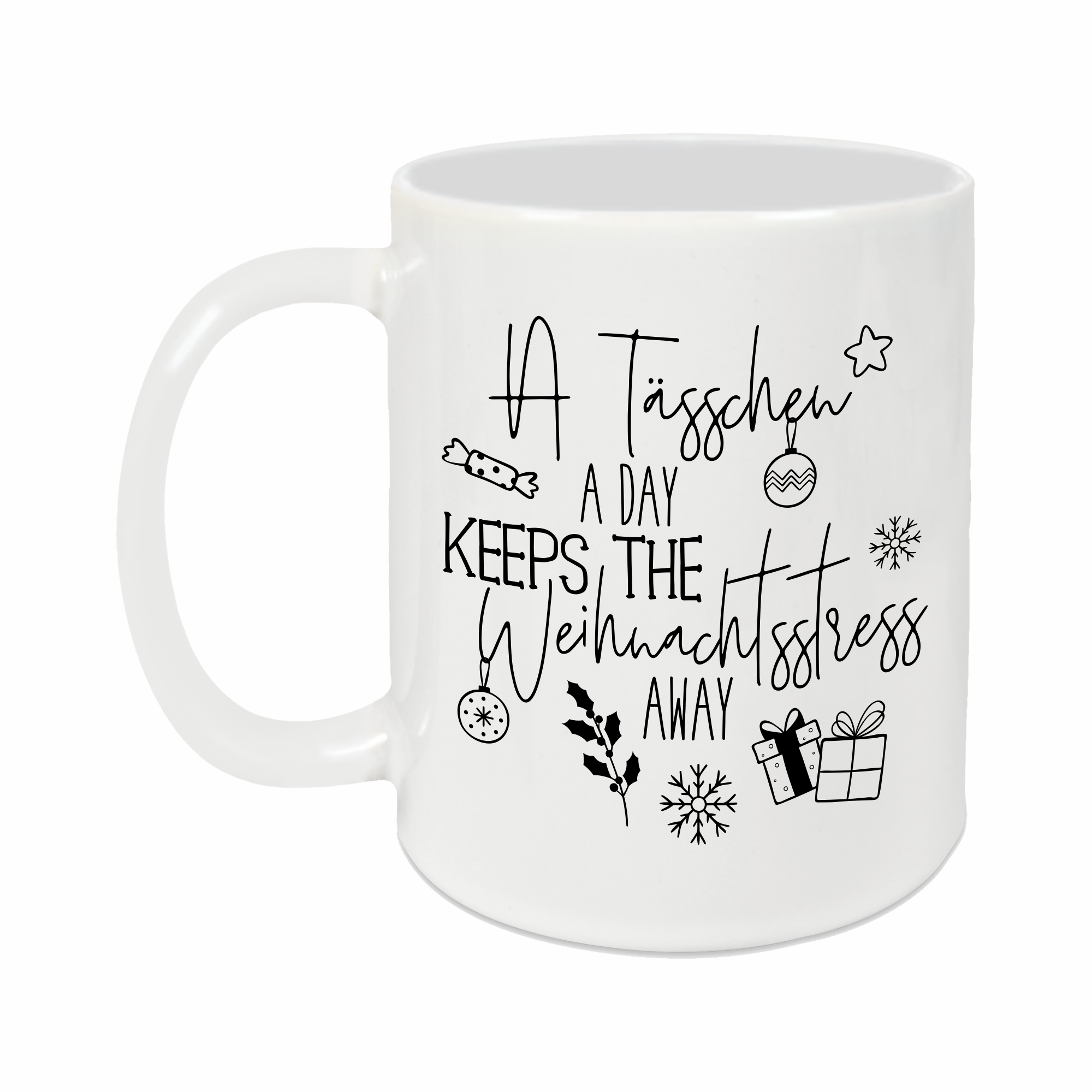 Tasse - Weihnachtsstress weiß