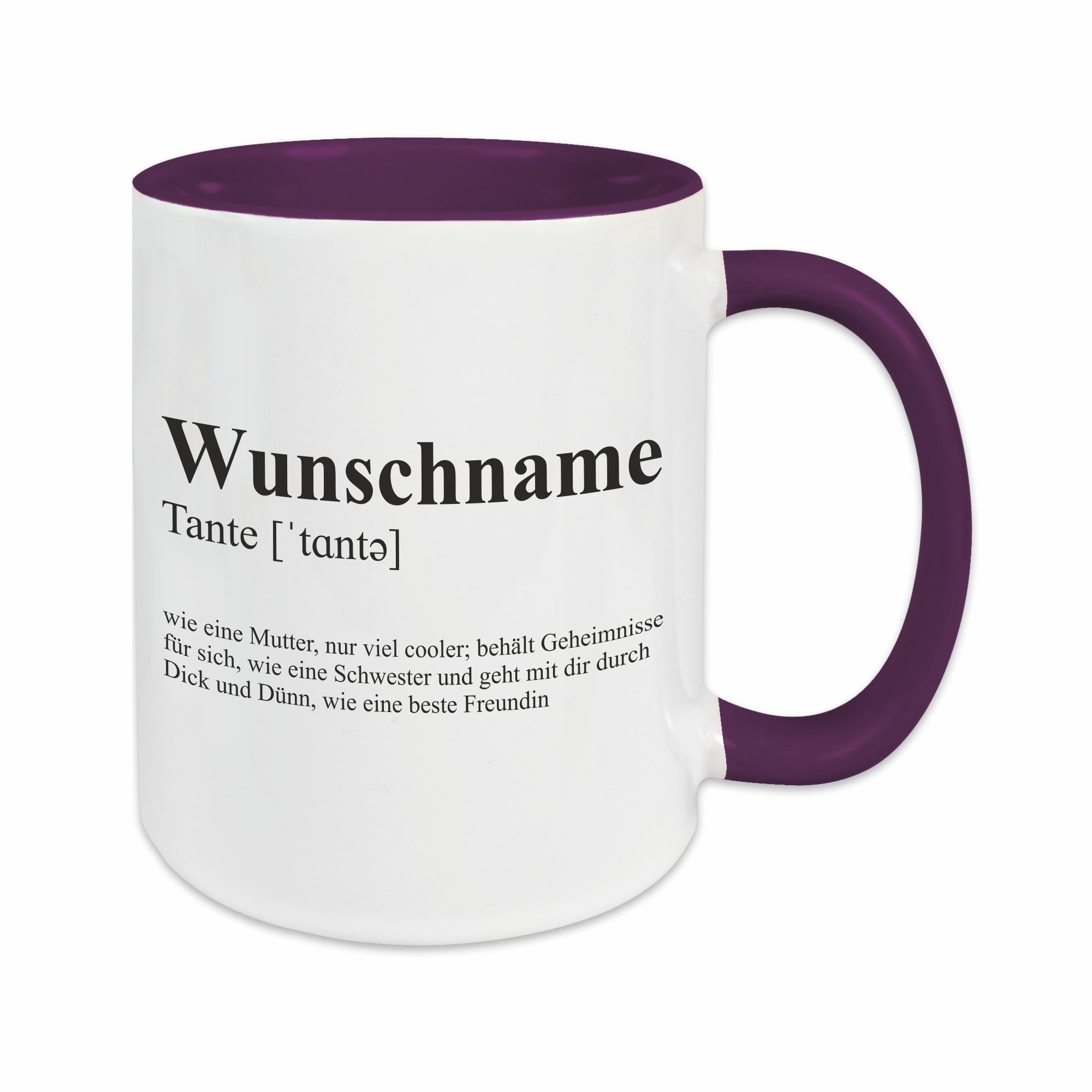 Tasse - Definition Tante lila personalisiert