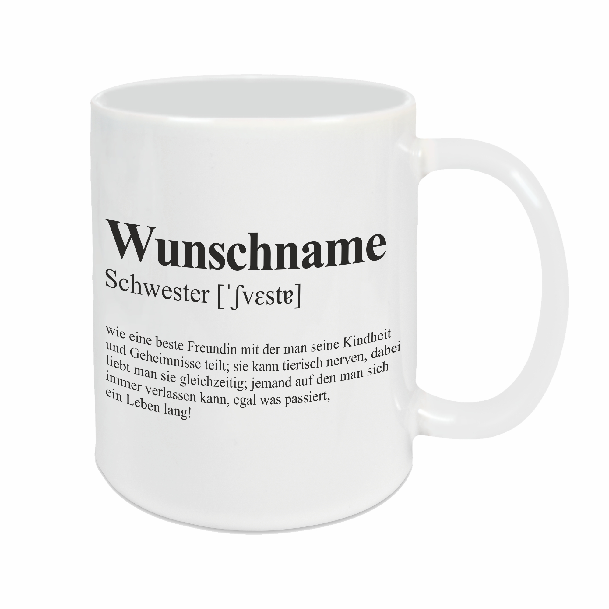 Tasse - Definition Schwester weiß personalisiert
