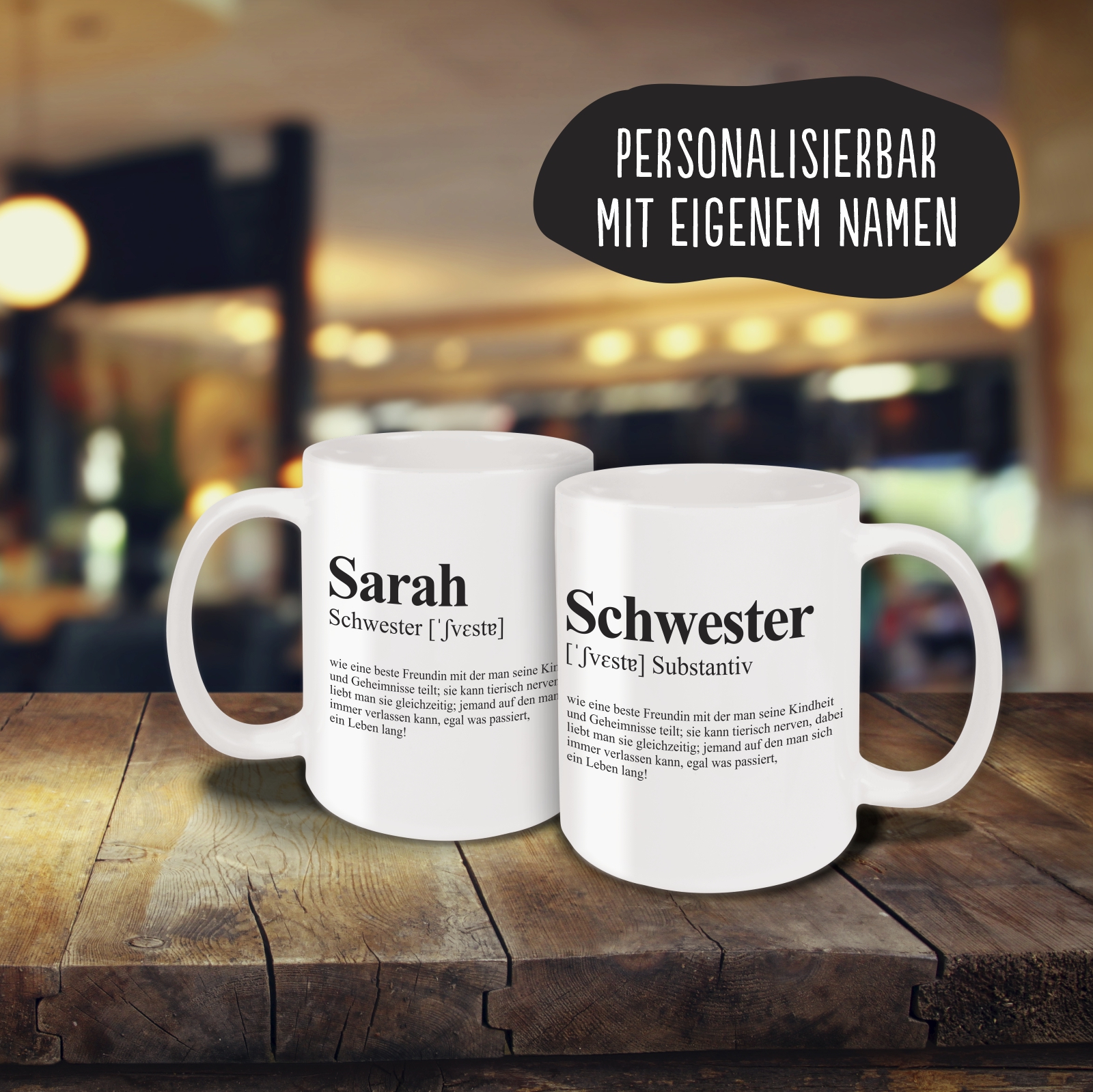 Tasse - Definition Schwester weiß
