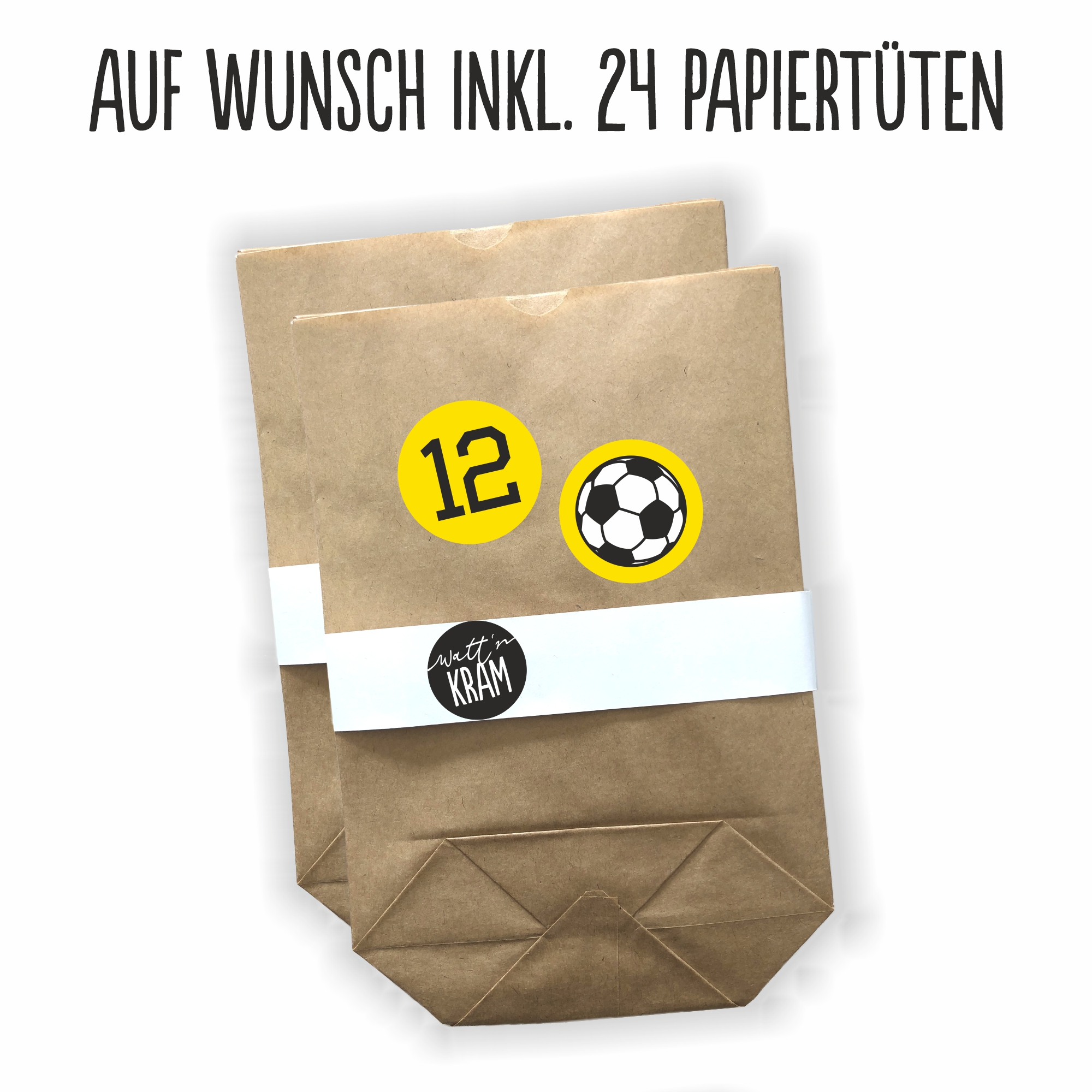 Adventskalender Aufkleber Fußball - 48 Sticker mit 24 Tüten zum selbst Befüllen - gelb/schwarz – Ansicht 3 von 4