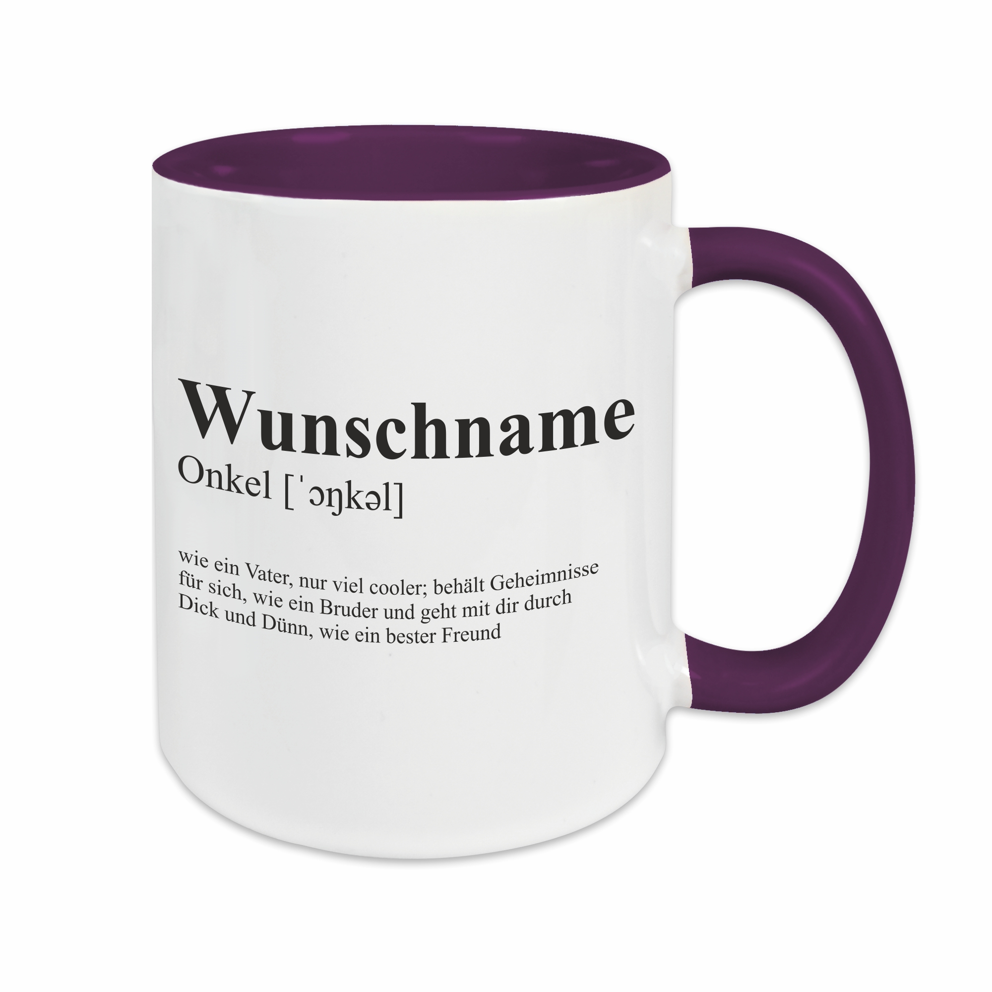 Tasse - Definition Onkel lila personalisiert