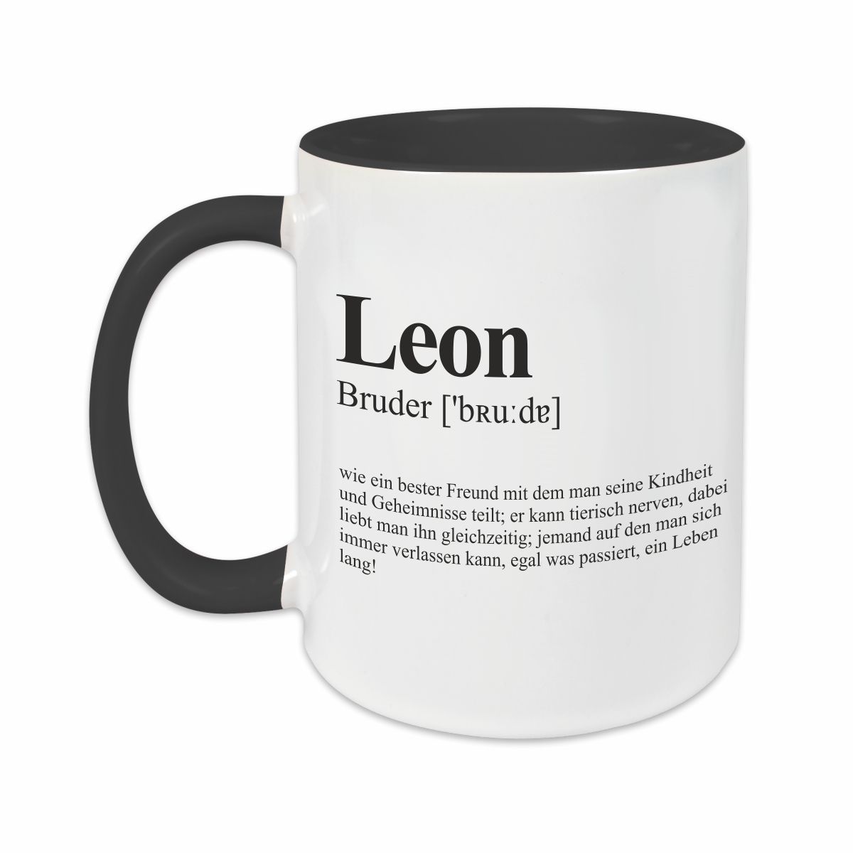Tasse - Definition Bruder schwarz personalisiert
