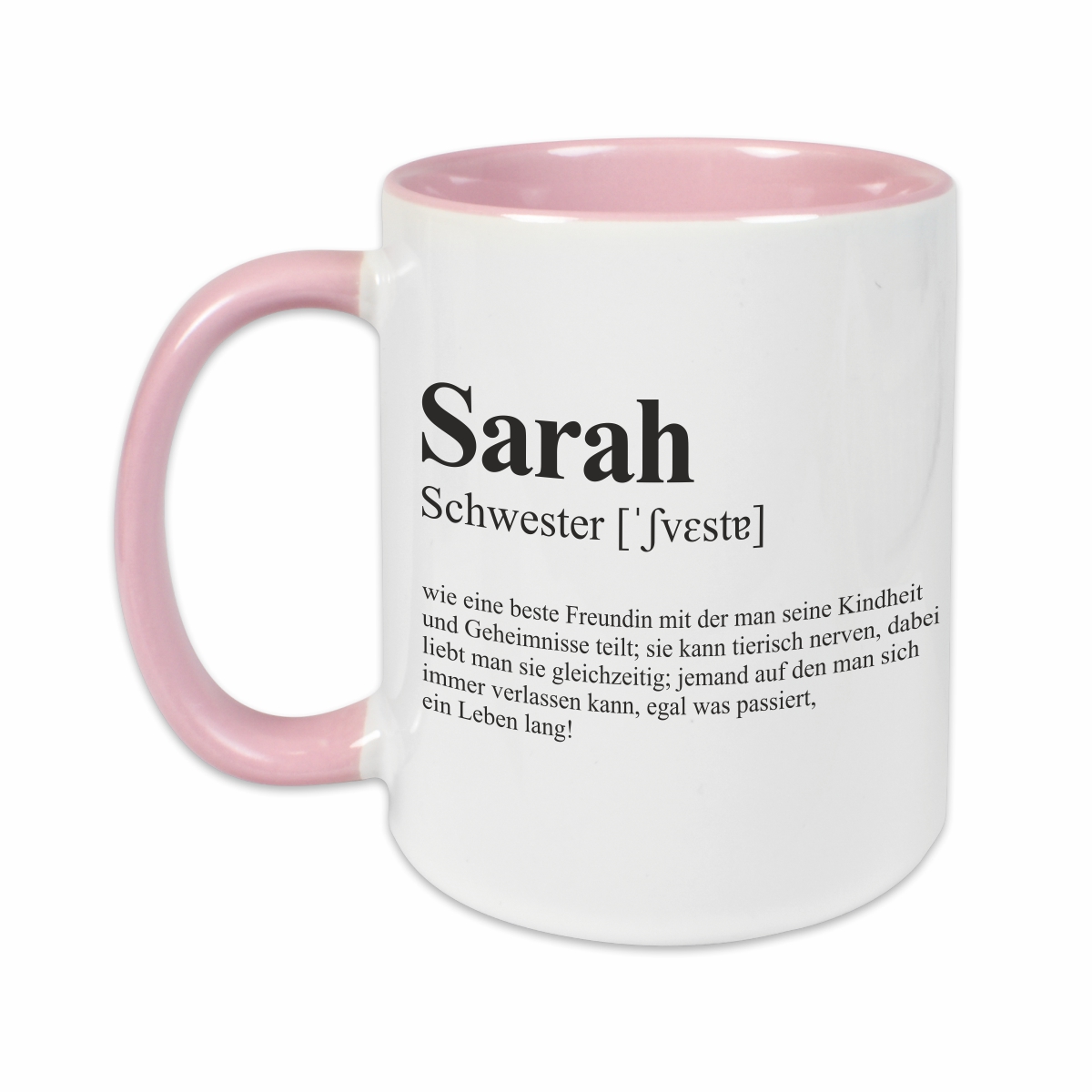 Tasse - Definition Schwester rosa personalisiert