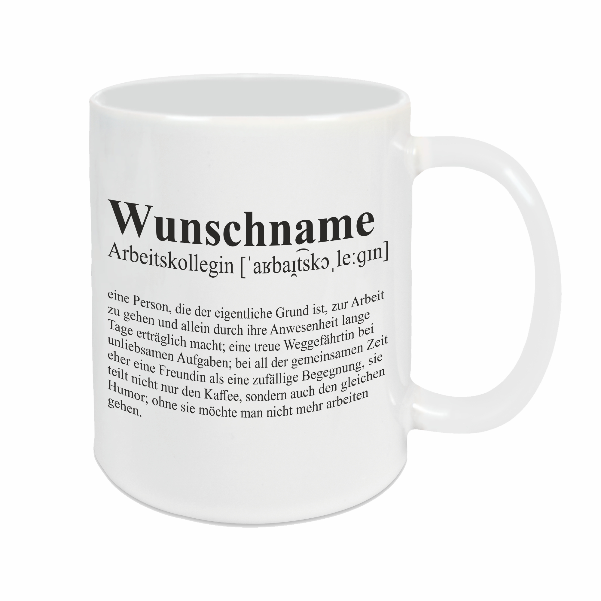 Tasse - Definition Arbeitskollegin weiß personalisiert