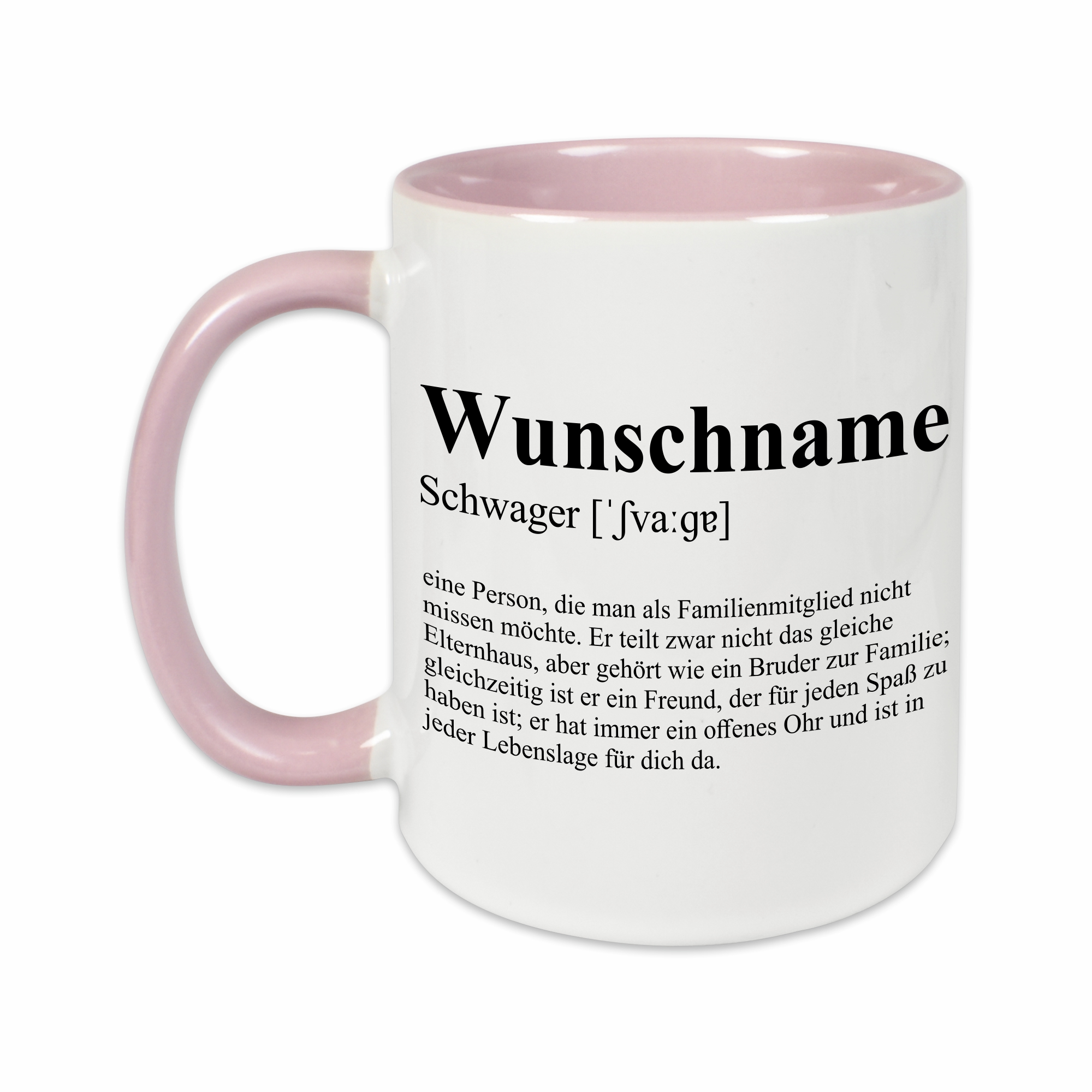 Tasse - Definition Schwager rosa personalisiert