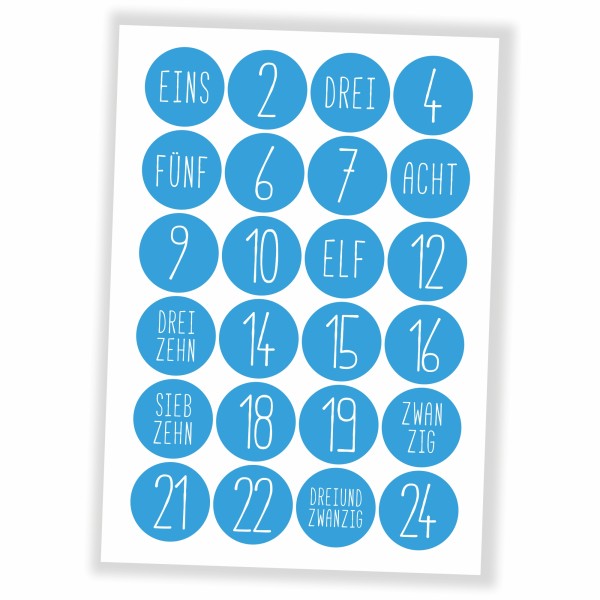 Adventskalender Aufkleber - 24 Sticker + 24 Tüten zum selbst Befüllen