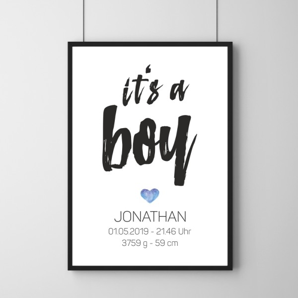 Poster - It's a Boy - Personalisierbar