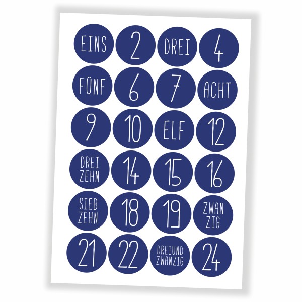 Adventskalender Aufkleber - 24 Sticker + 24 Tüten zum selbst Befüllen