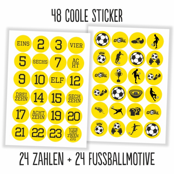 Adventskalender gelb / schwarz - Aufkleber & Tüten zum selbst Befüllen nur Sticker